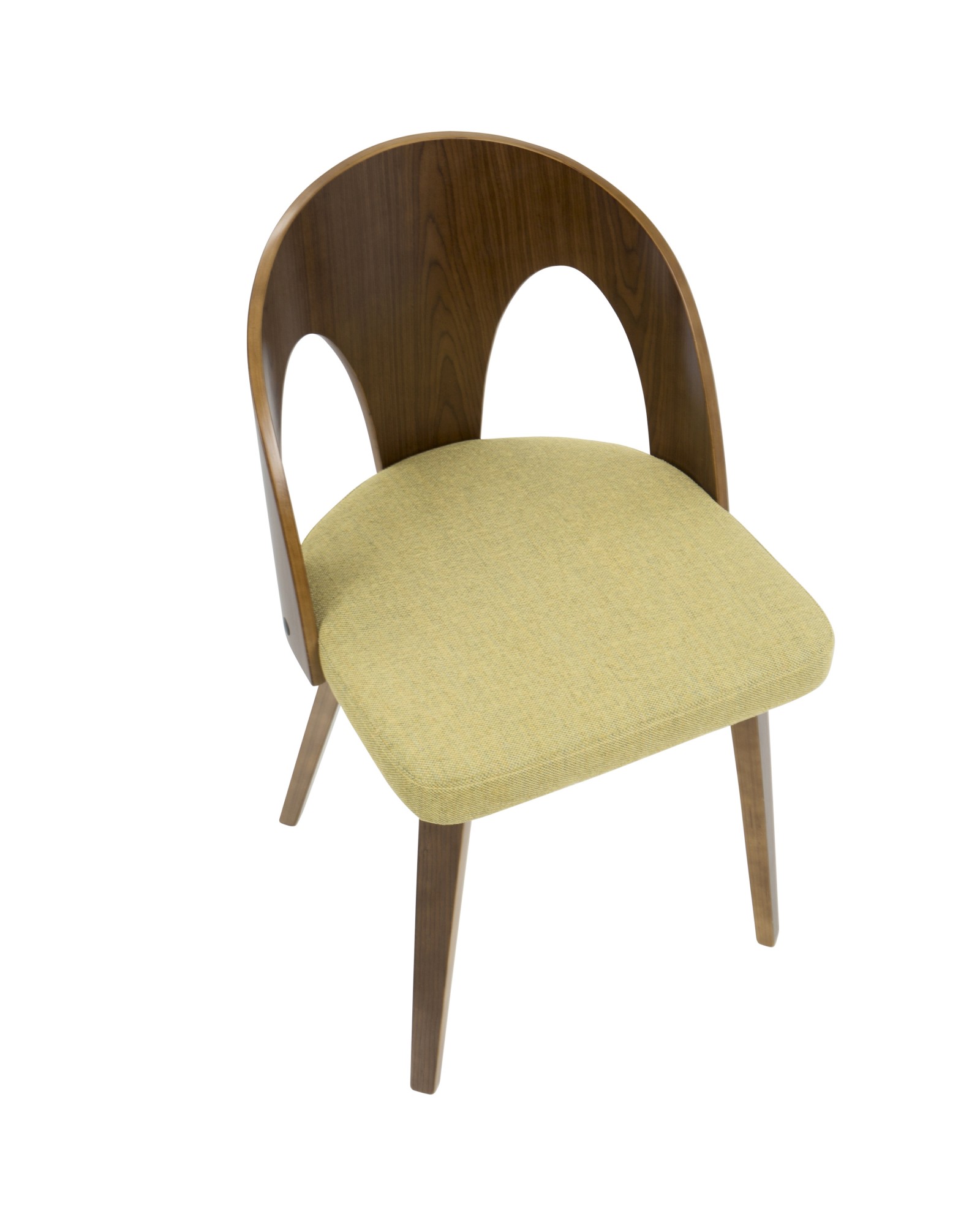 Ava Mid-Century Modern Dining/Accent Chair in Walnut and Yellow Fabric