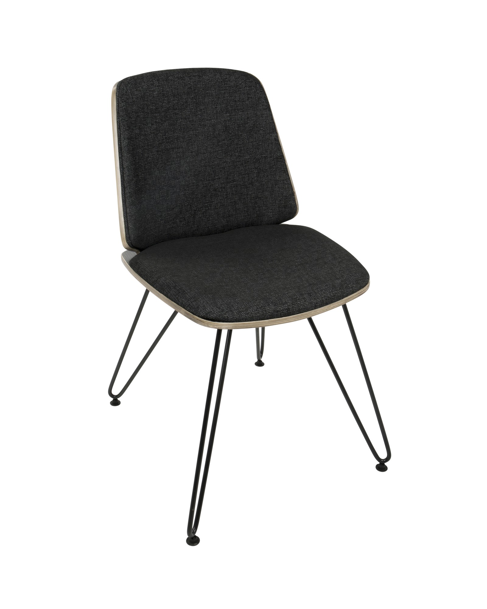 Avery Mid-Century Modern Dining/Accent Chair in Dark Grey Wood and Black Fabric - Set of 2