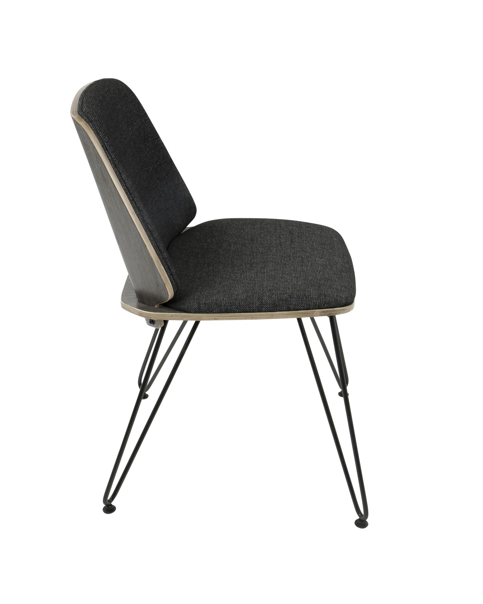 Avery Mid-Century Modern Dining/Accent Chair in Dark Grey Wood and Black Fabric - Set of 2