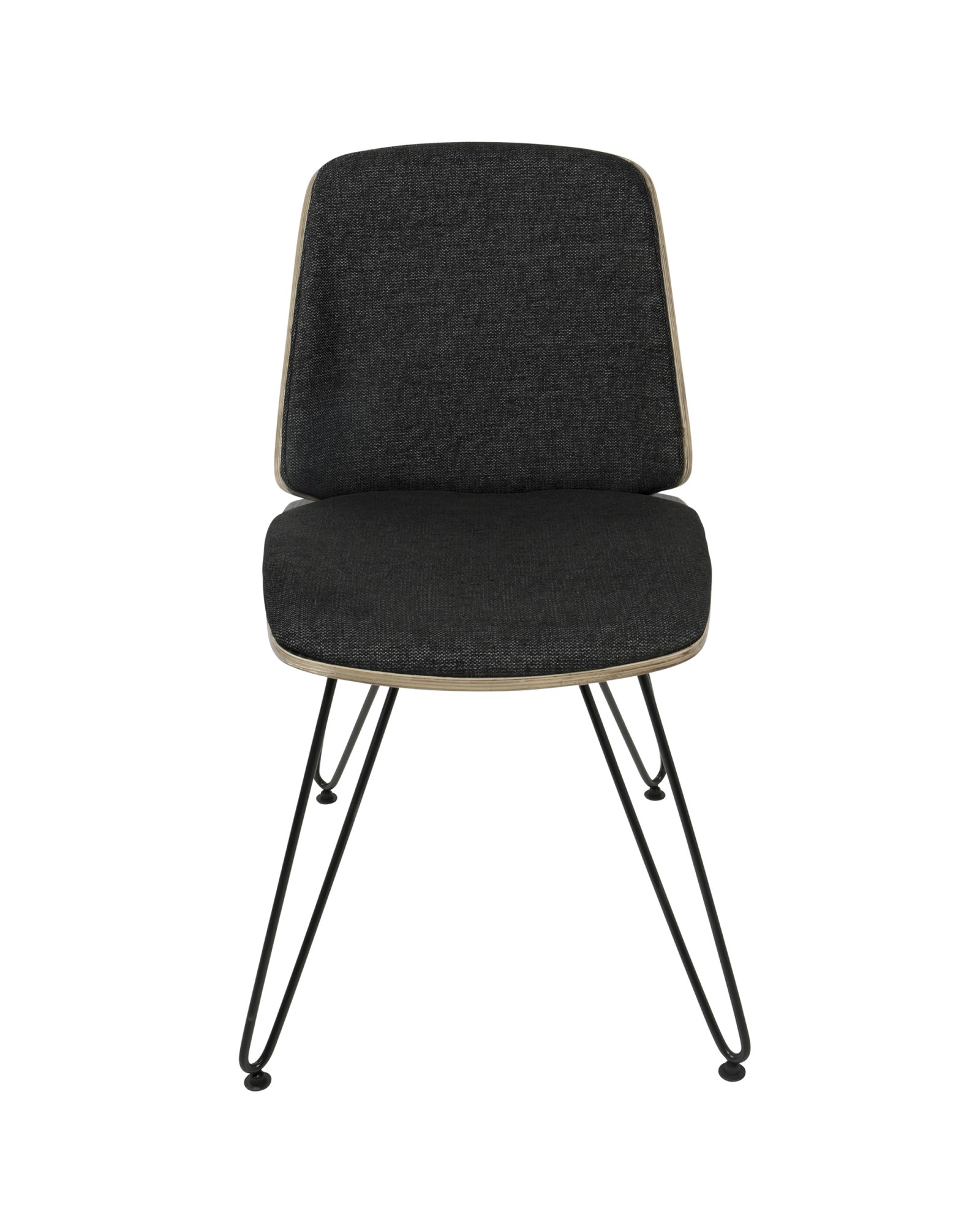 Avery Mid-Century Modern Dining/Accent Chair in Dark Grey Wood and Black Fabric - Set of 2