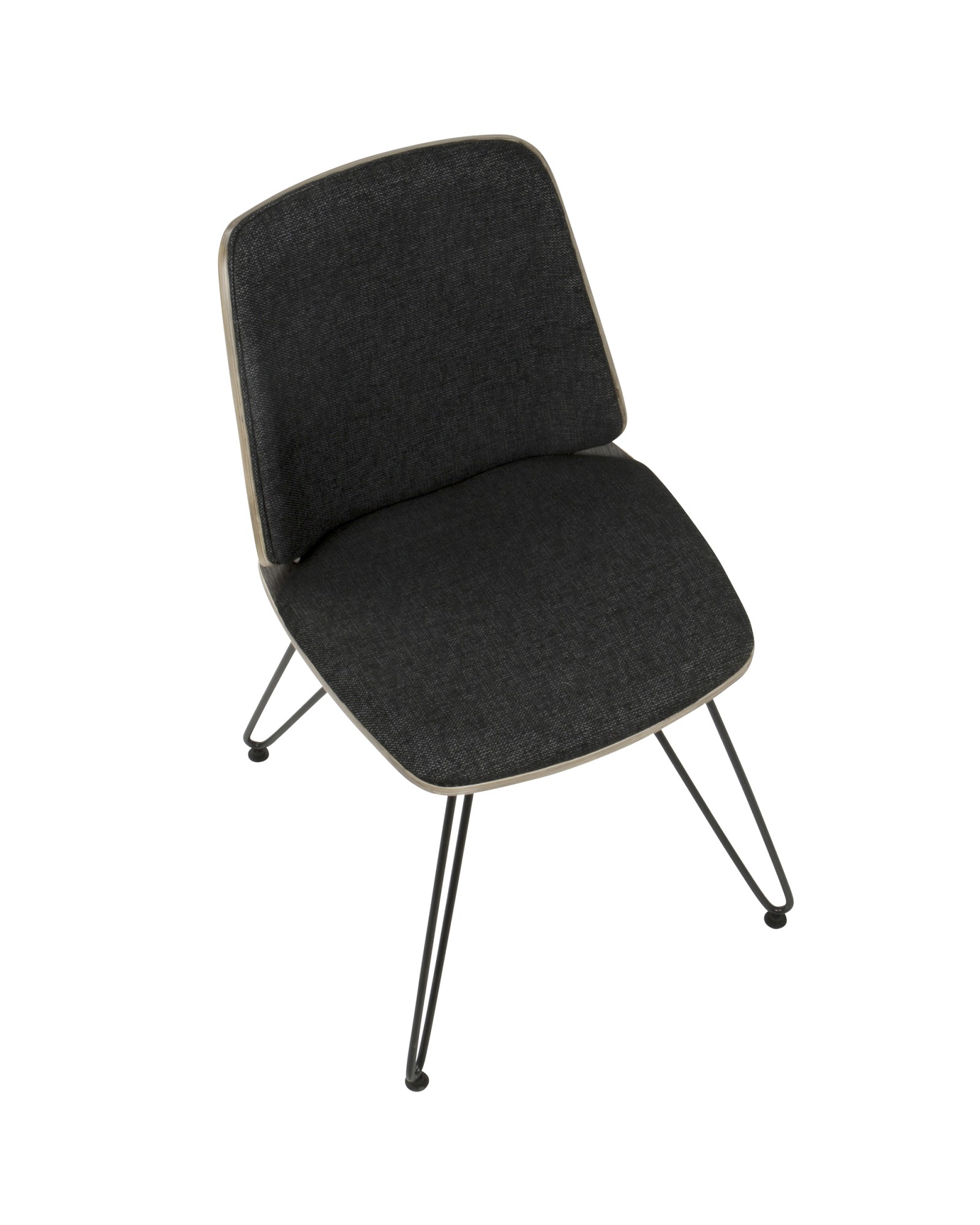 Avery Mid-Century Modern Dining/Accent Chair in Dark Grey Wood and Black Fabric - Set of 2