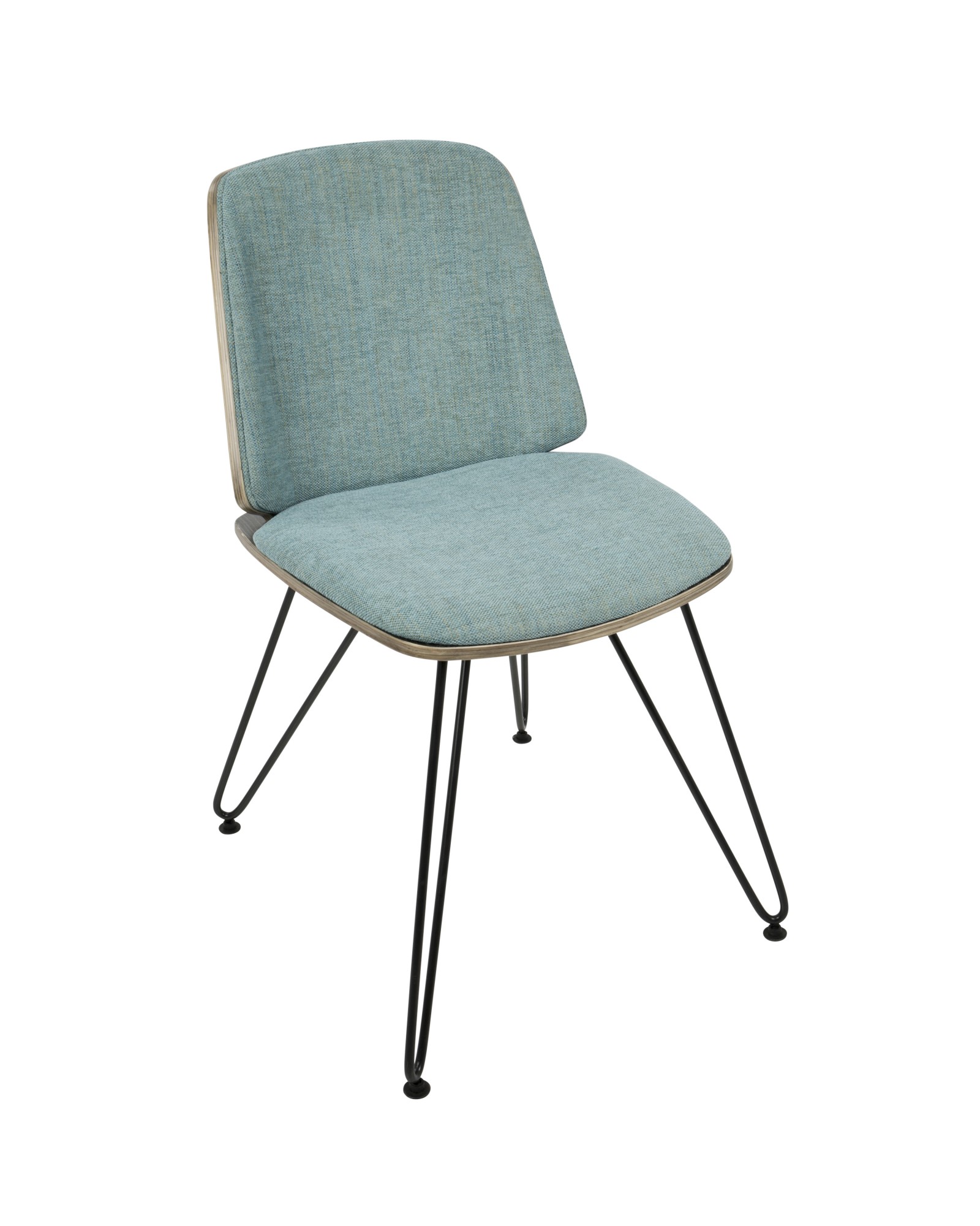 Avery Mid-Century Modern Dining/Accent Chair in Dark Grey Wood and Teal Fabric - Set of 2