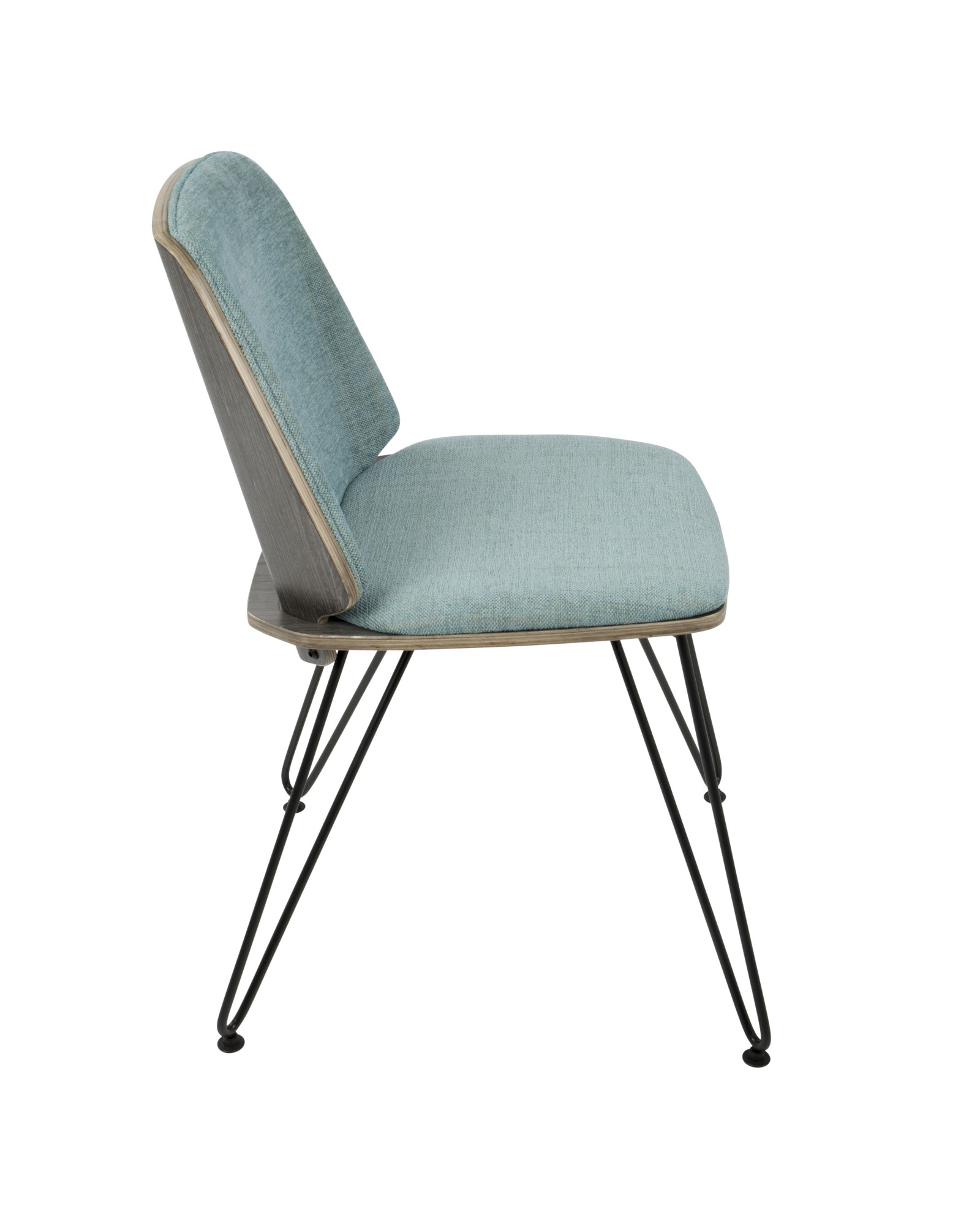 Avery Mid-Century Modern Dining/Accent Chair in Dark Grey Wood and Teal Fabric - Set of 2