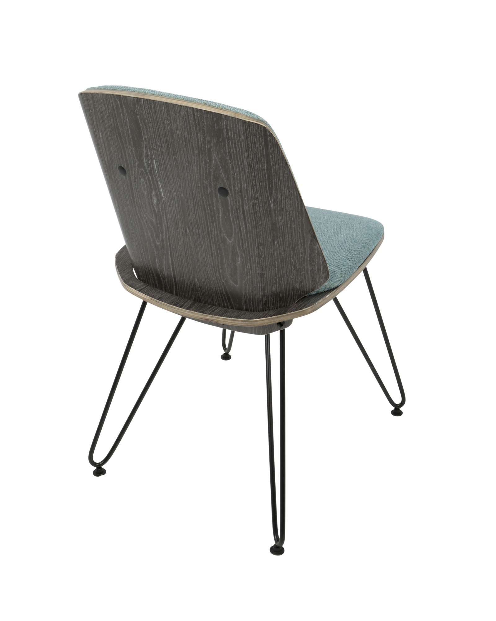 Avery Mid-Century Modern Dining/Accent Chair in Dark Grey Wood and Teal Fabric - Set of 2