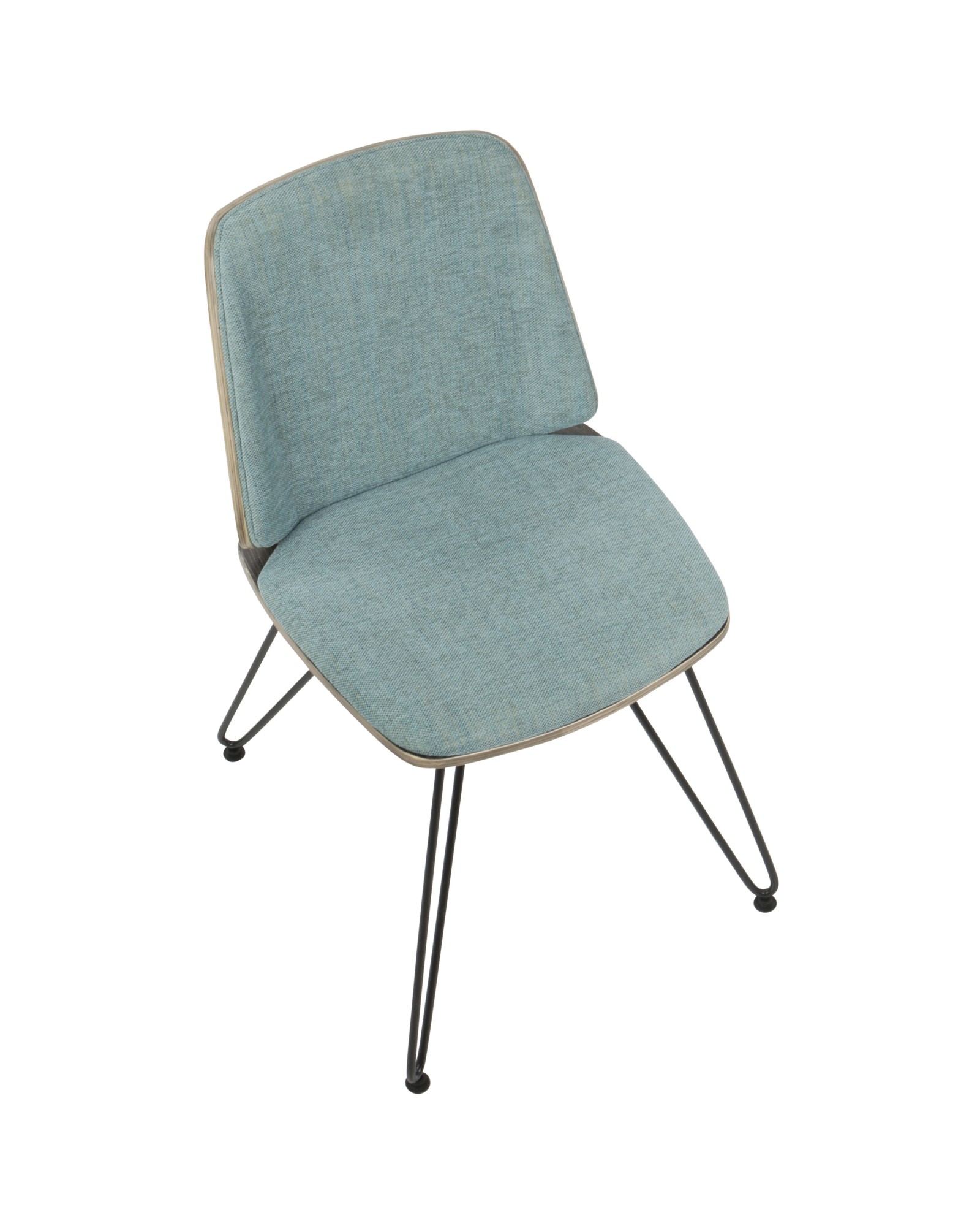 Avery Mid-Century Modern Dining/Accent Chair in Dark Grey Wood and Teal Fabric - Set of 2