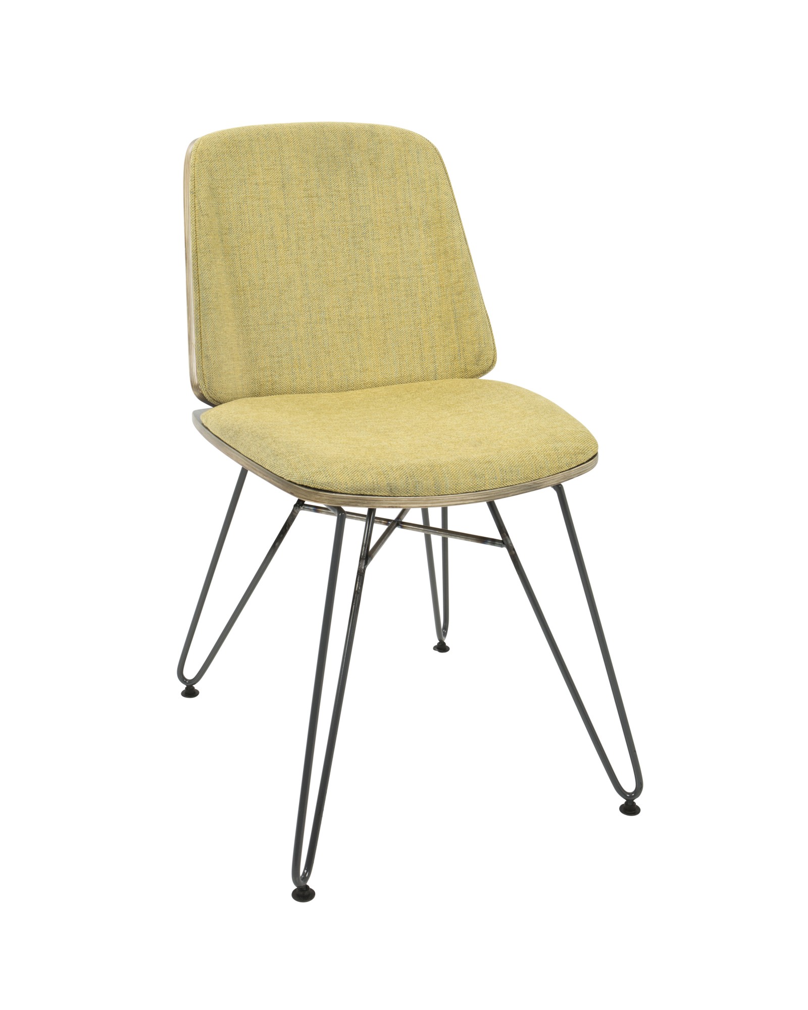 Avery Mid-Century Modern Dining/Accent Chair in Dark Grey Wood and Yellow Fabric - Set of 2
