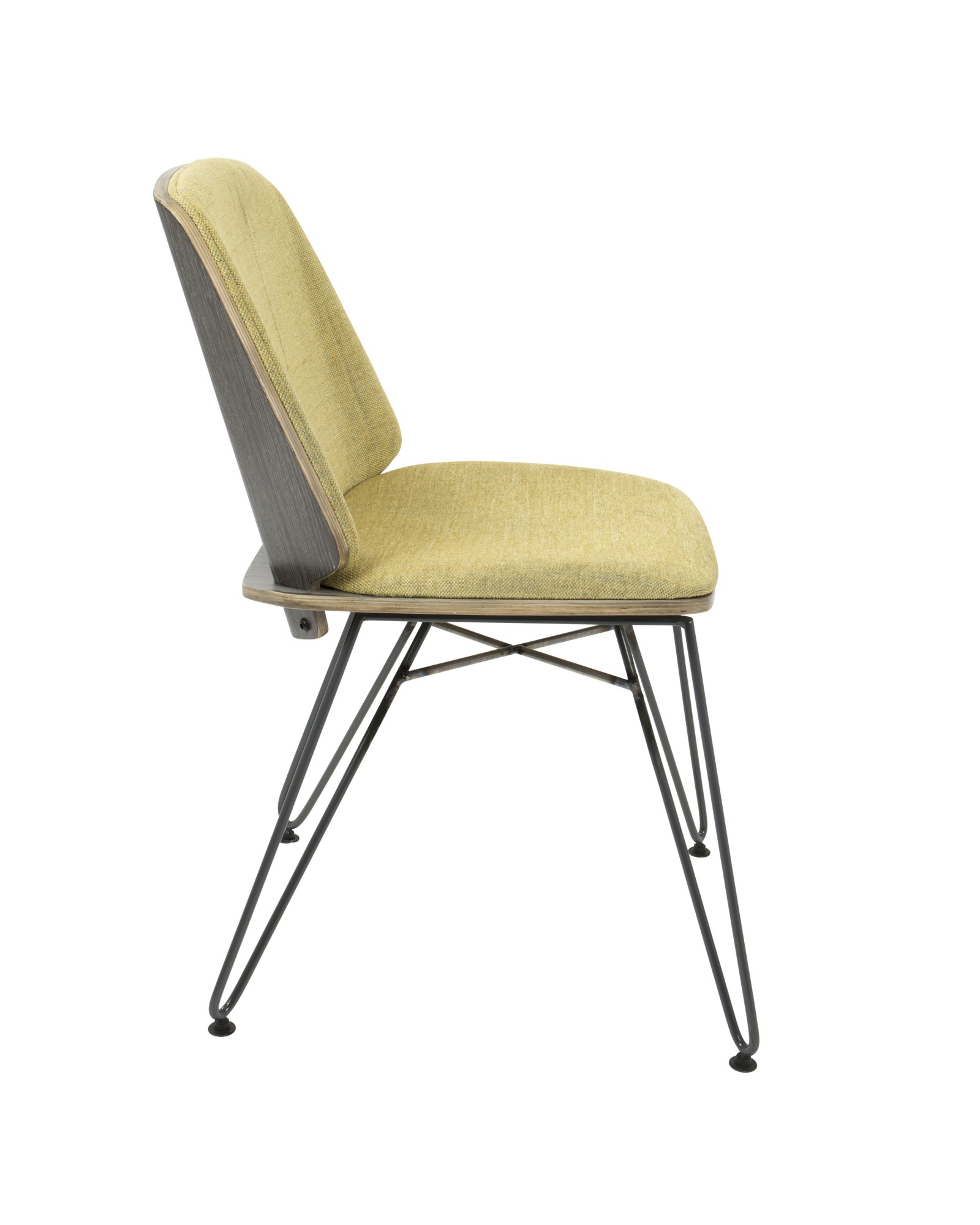 Avery Mid-Century Modern Dining/Accent Chair in Dark Grey Wood and Yellow Fabric - Set of 2