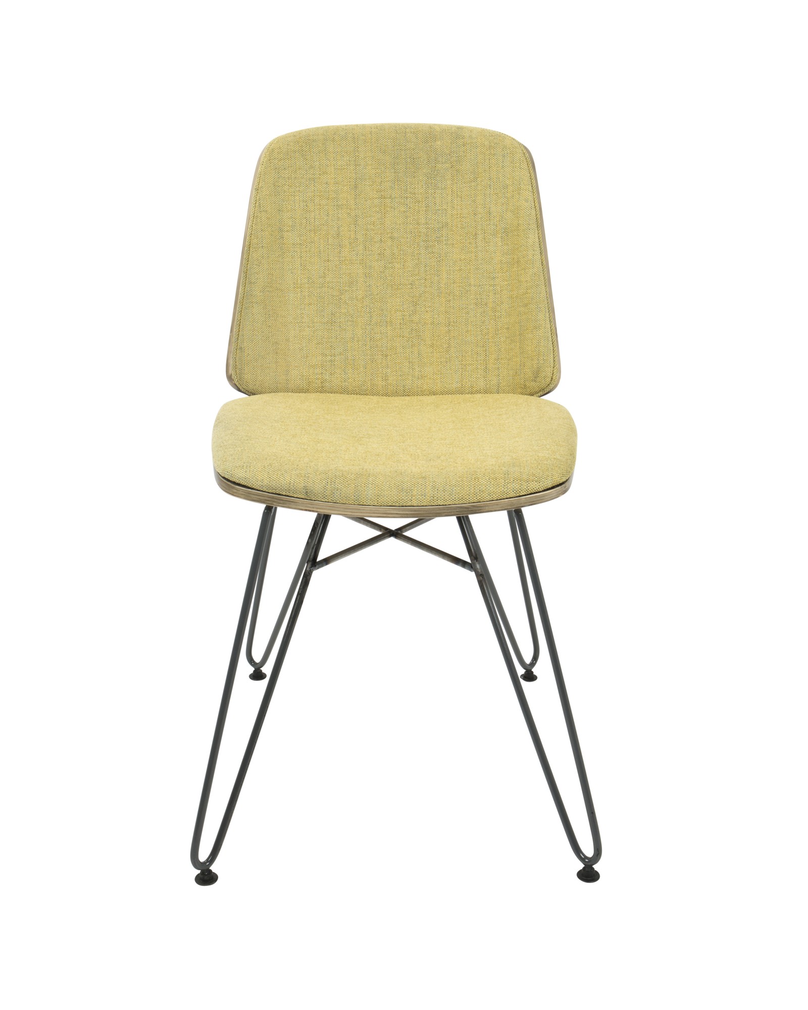 Avery Mid-Century Modern Dining/Accent Chair in Dark Grey Wood and Yellow Fabric - Set of 2