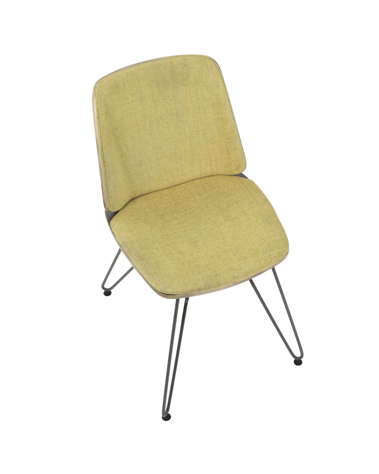 Avery Mid-Century Modern Dining/Accent Chair in Dark Grey Wood and Yellow Fabric - Set of 2