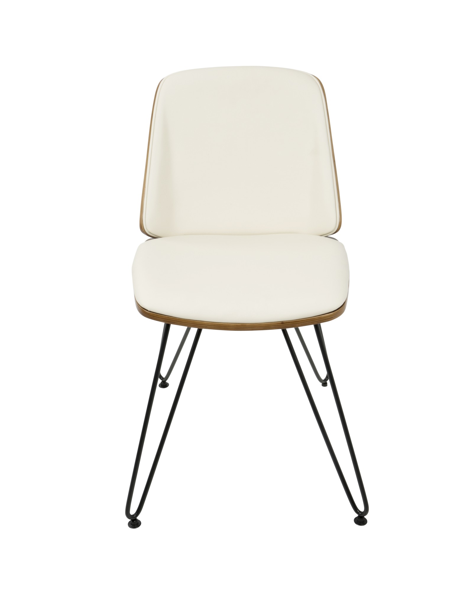 Avery Mid-Century Modern Dining/Accent Chair in Walnut Wood and Cream Faux Leather - Set of 2