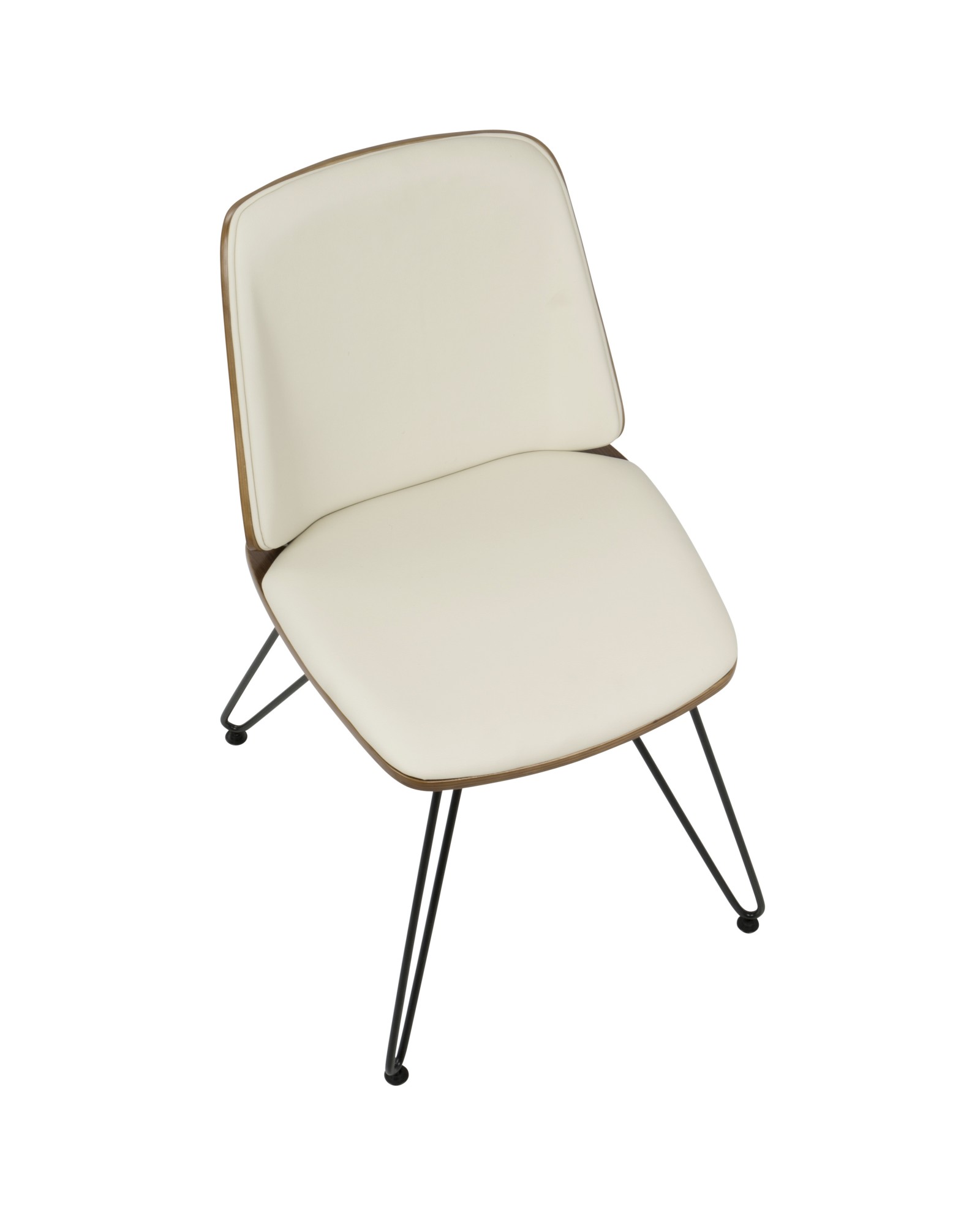 Avery Mid-Century Modern Dining/Accent Chair in Walnut Wood and Cream Faux Leather - Set of 2