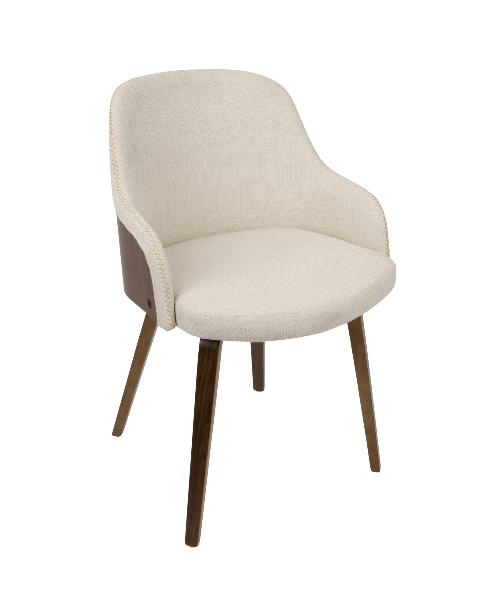 Bacci Mid-Century Modern Dining/ Accent Chair in Walnut Wood and Cream Fabric