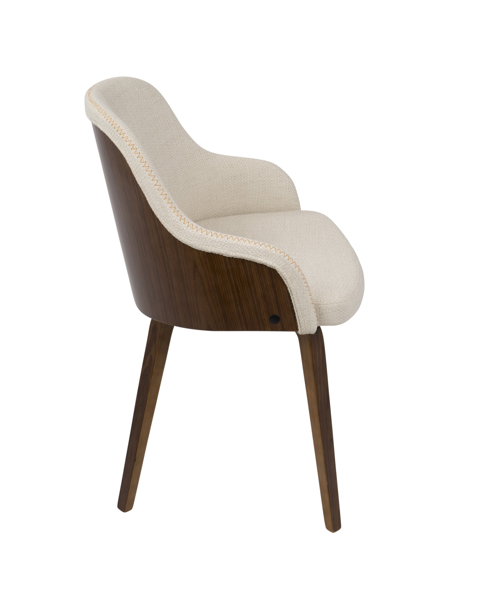 Bacci Mid-Century Modern Dining/ Accent Chair in Walnut Wood and Cream Fabric