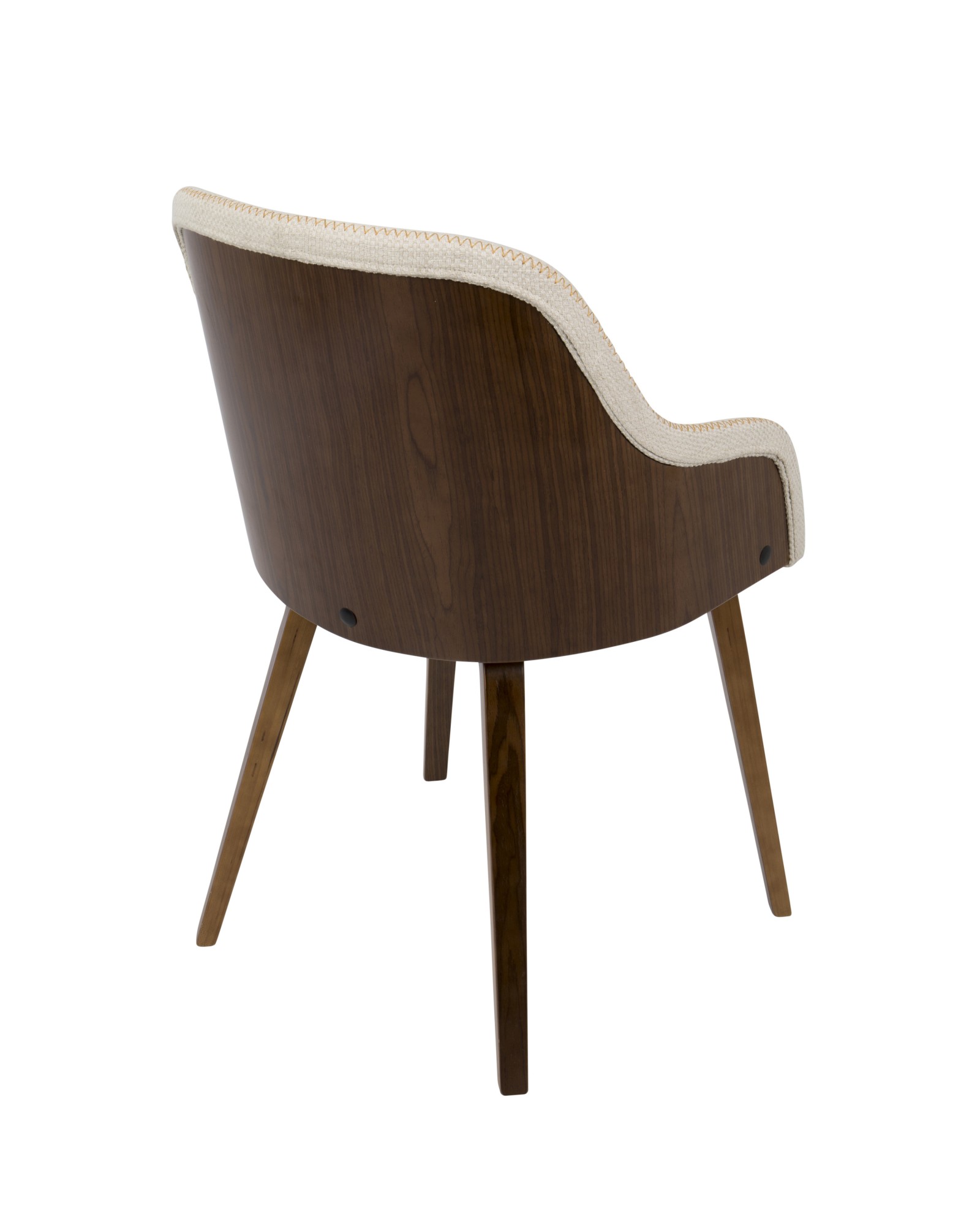 Bacci Mid-Century Modern Dining/ Accent Chair in Walnut Wood and Cream Fabric
