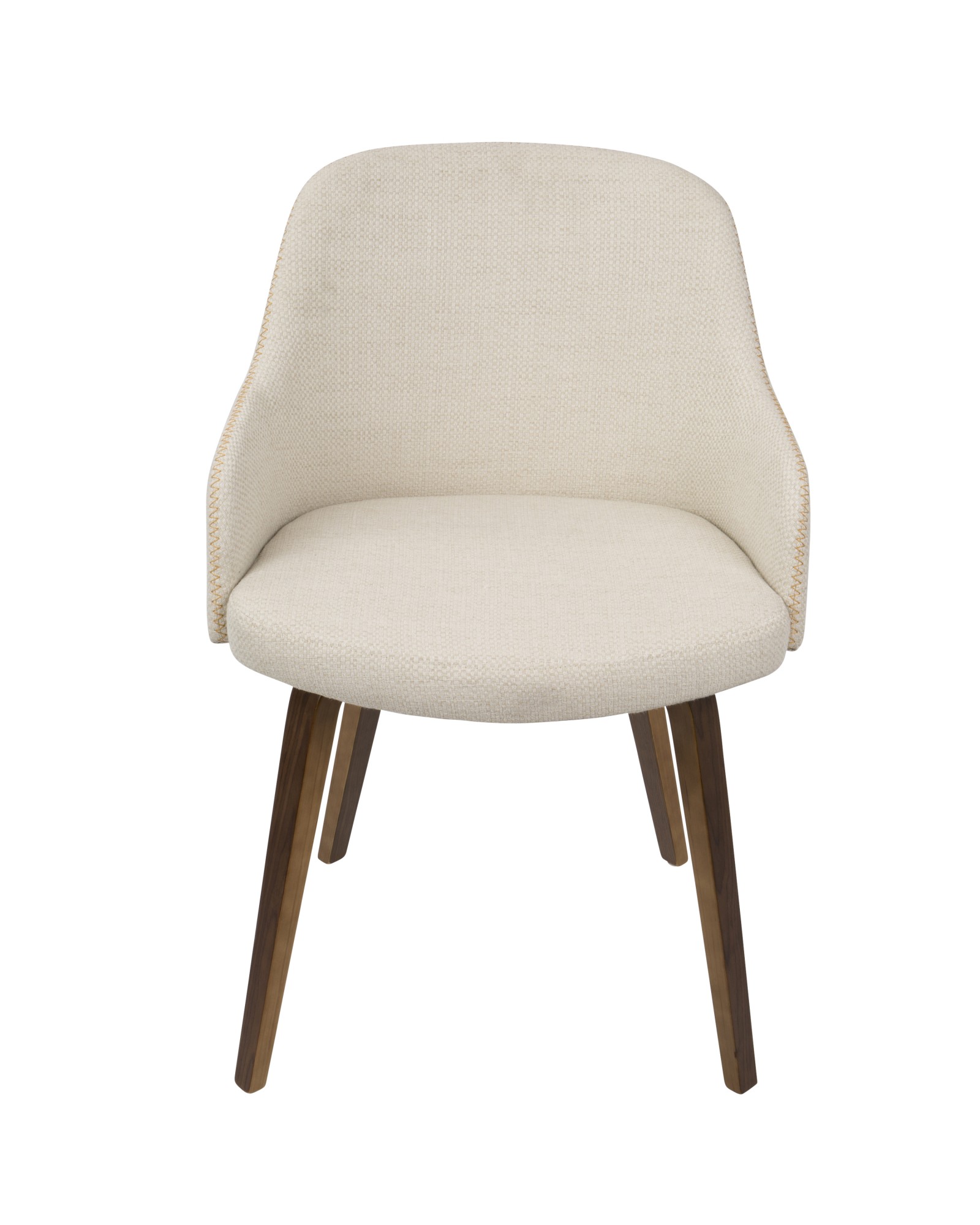 Bacci Mid-Century Modern Dining/ Accent Chair in Walnut Wood and Cream Fabric