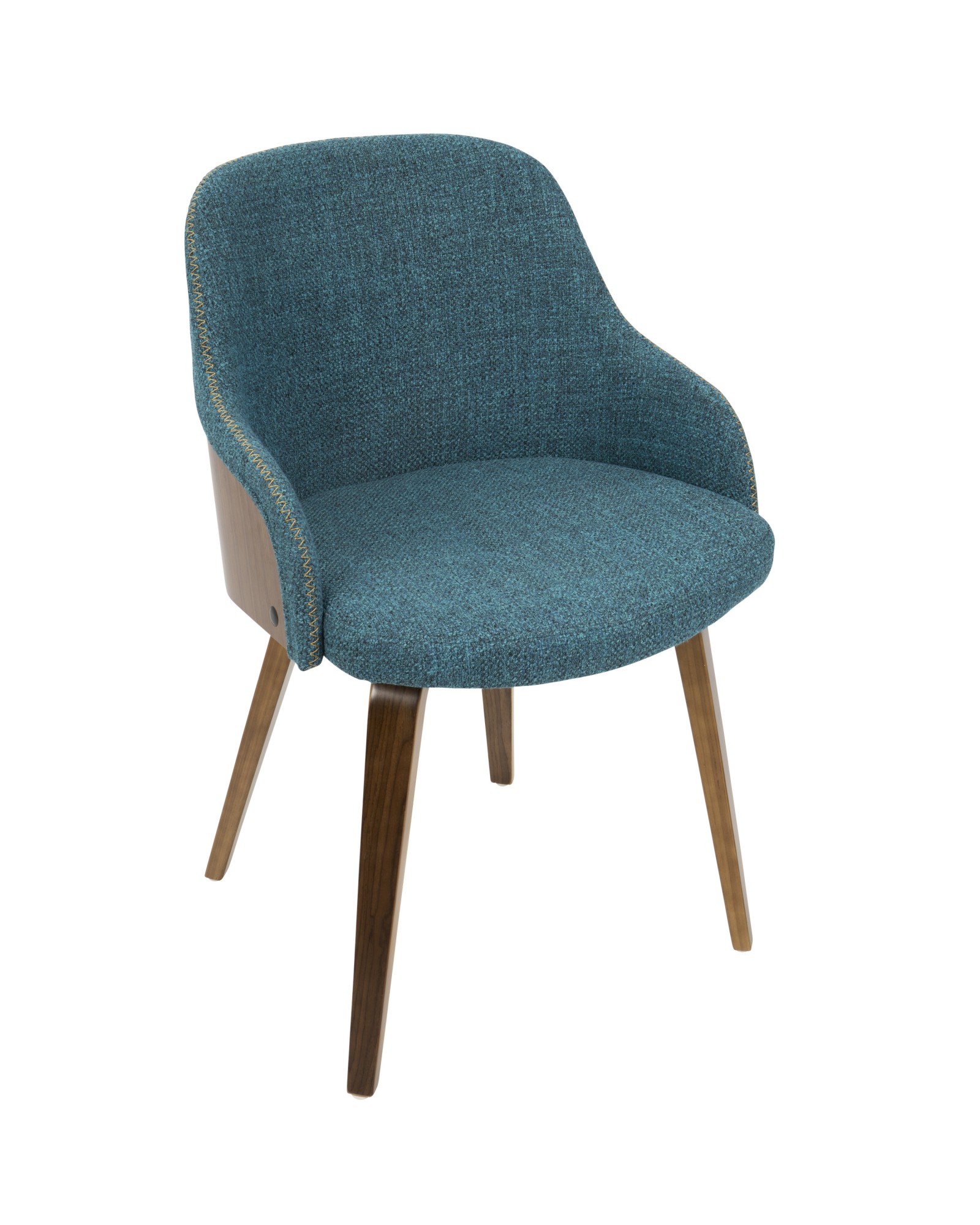 Bacci Mid-Century Modern Dining/ Accent Chair in Walnut Wood and Teal Fabric