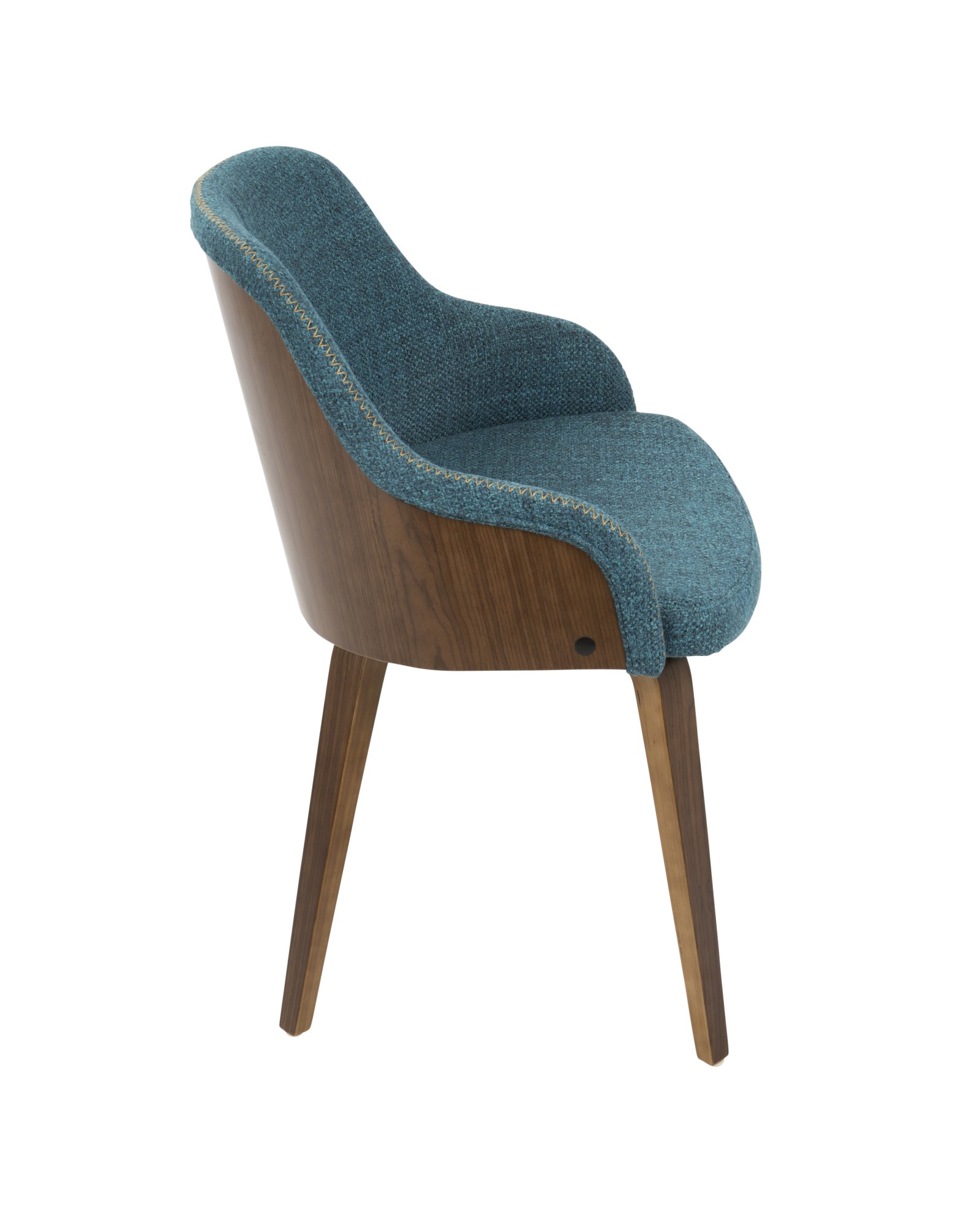 Bacci Mid-Century Modern Dining/ Accent Chair in Walnut Wood and Teal Fabric