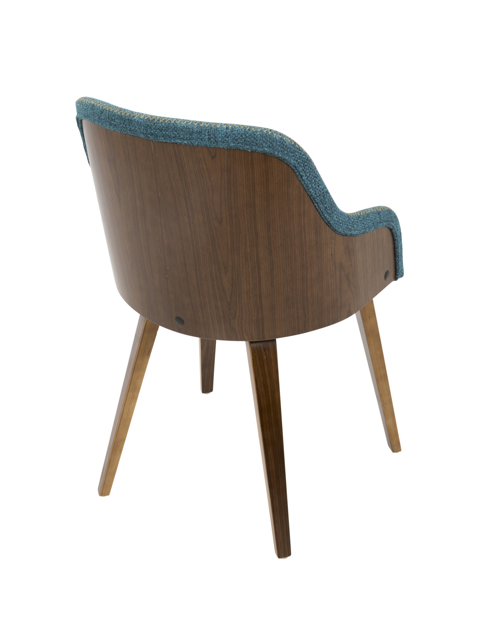 Bacci Mid-Century Modern Dining/ Accent Chair in Walnut Wood and Teal Fabric