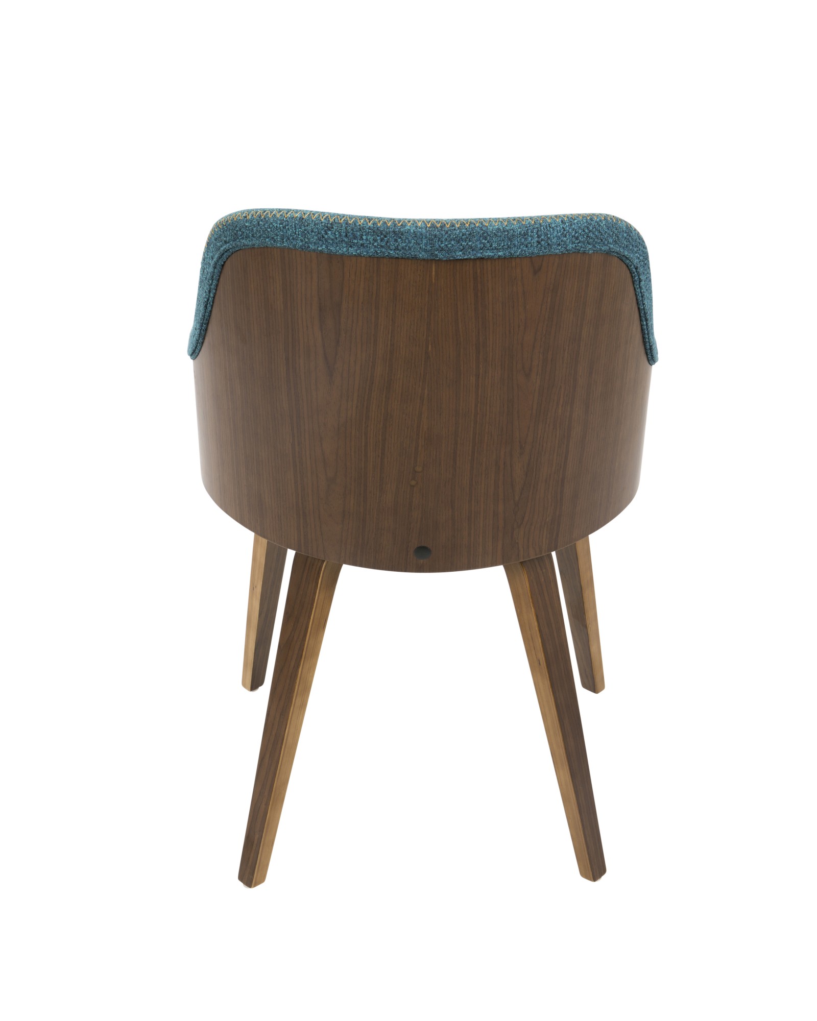 Bacci Mid-Century Modern Dining/ Accent Chair in Walnut Wood and Teal Fabric