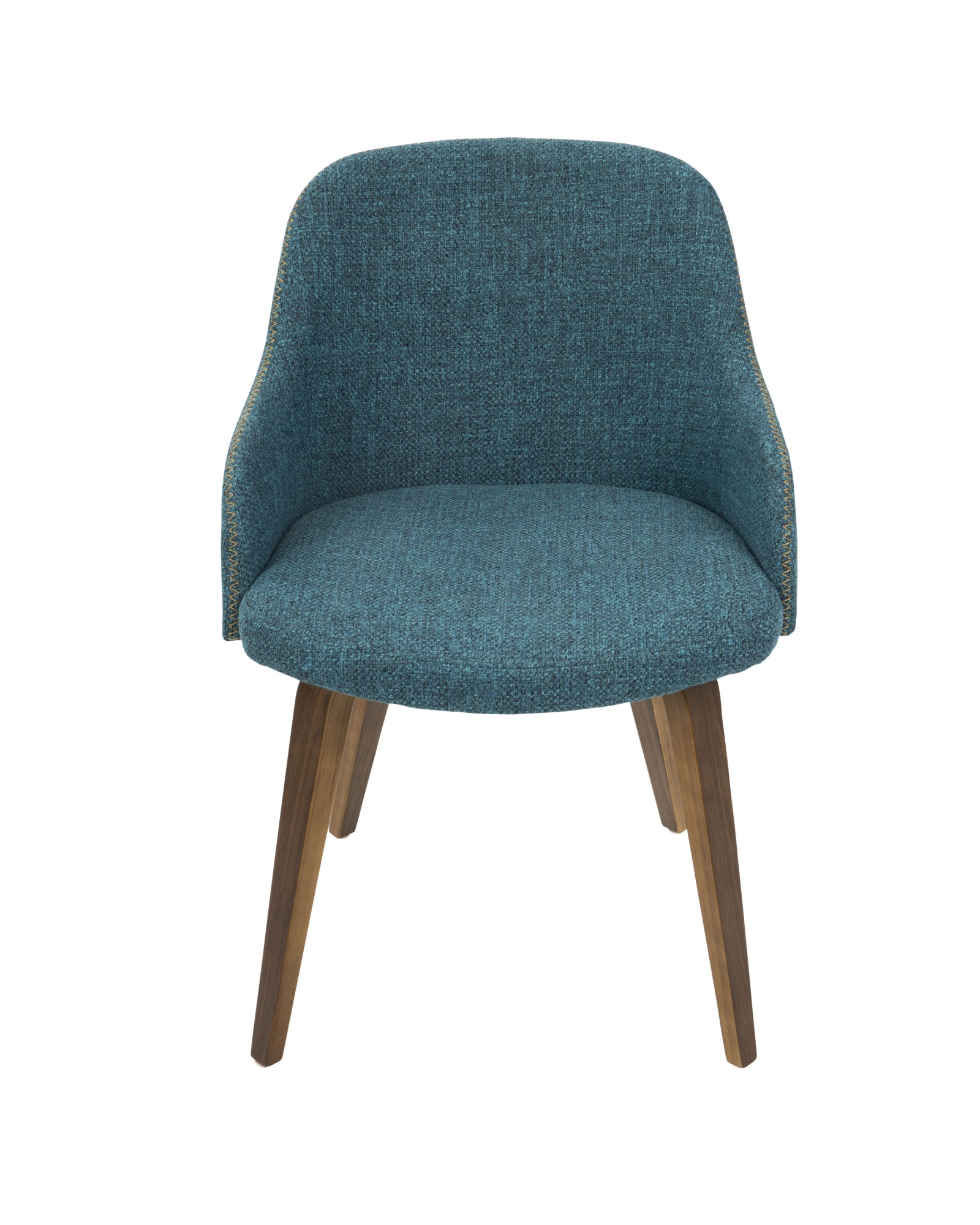 Bacci Mid-Century Modern Dining/ Accent Chair in Walnut Wood and Teal Fabric