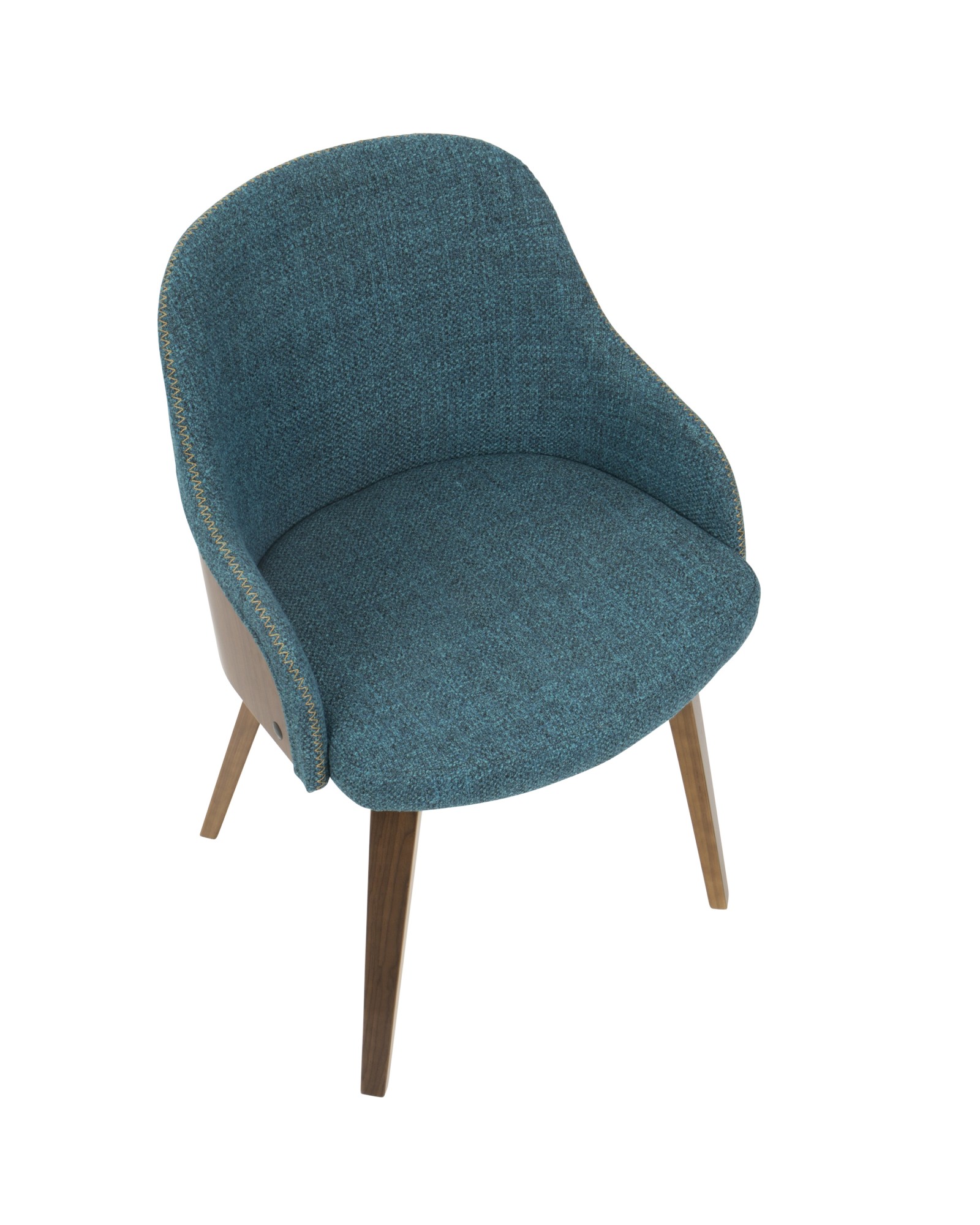 Bacci Mid-Century Modern Dining/ Accent Chair in Walnut Wood and Teal Fabric