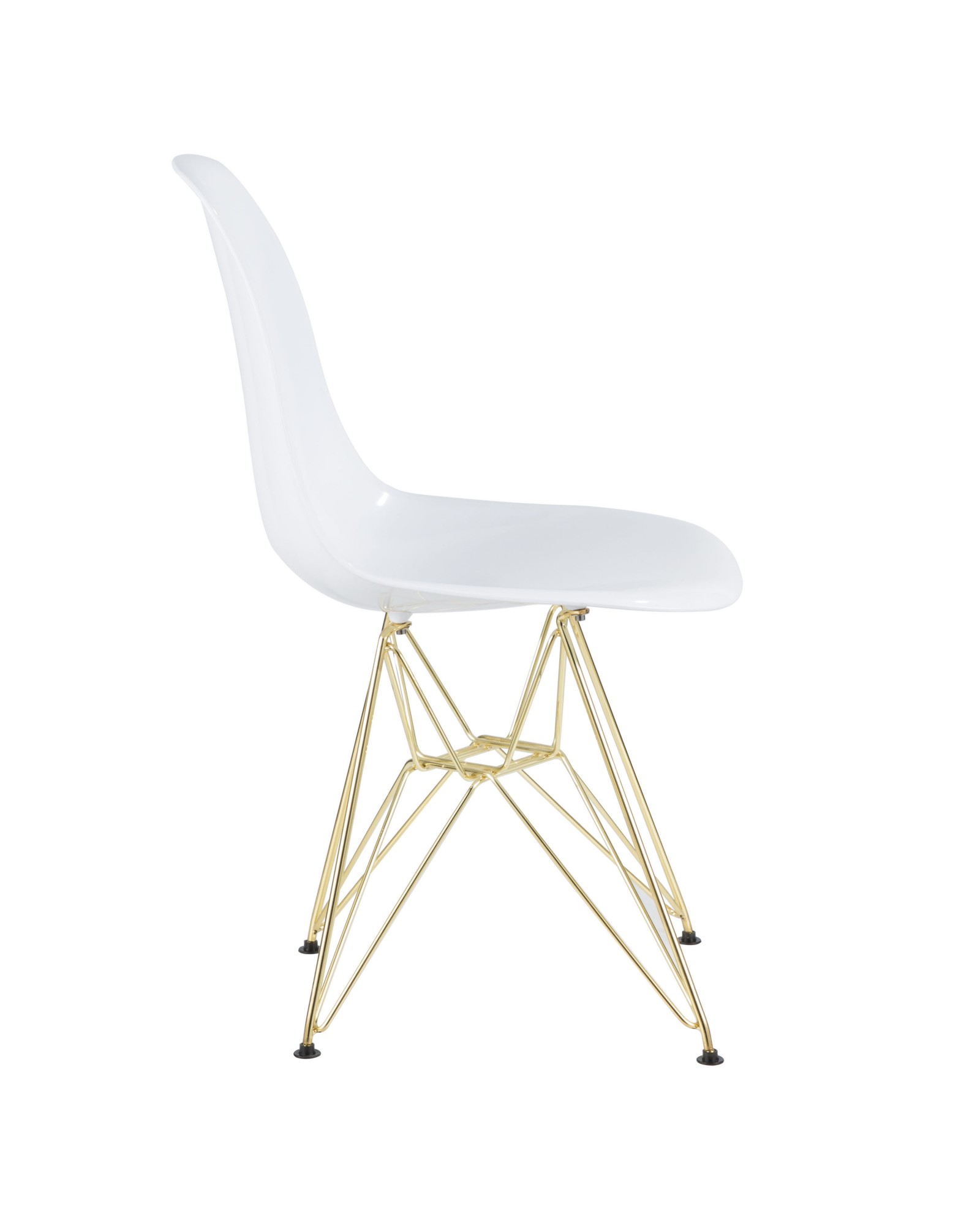 Brady Mid-Century Modern Dining/Accent Chair in Gold and White -Set of 2