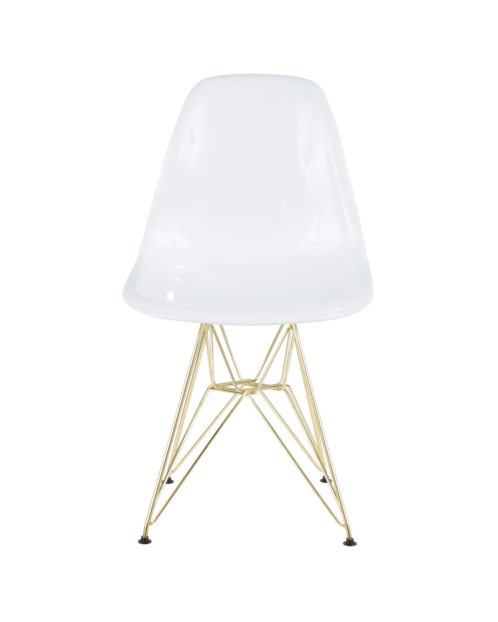 Brady Mid-Century Modern Dining/Accent Chair in Gold and White -Set of 2