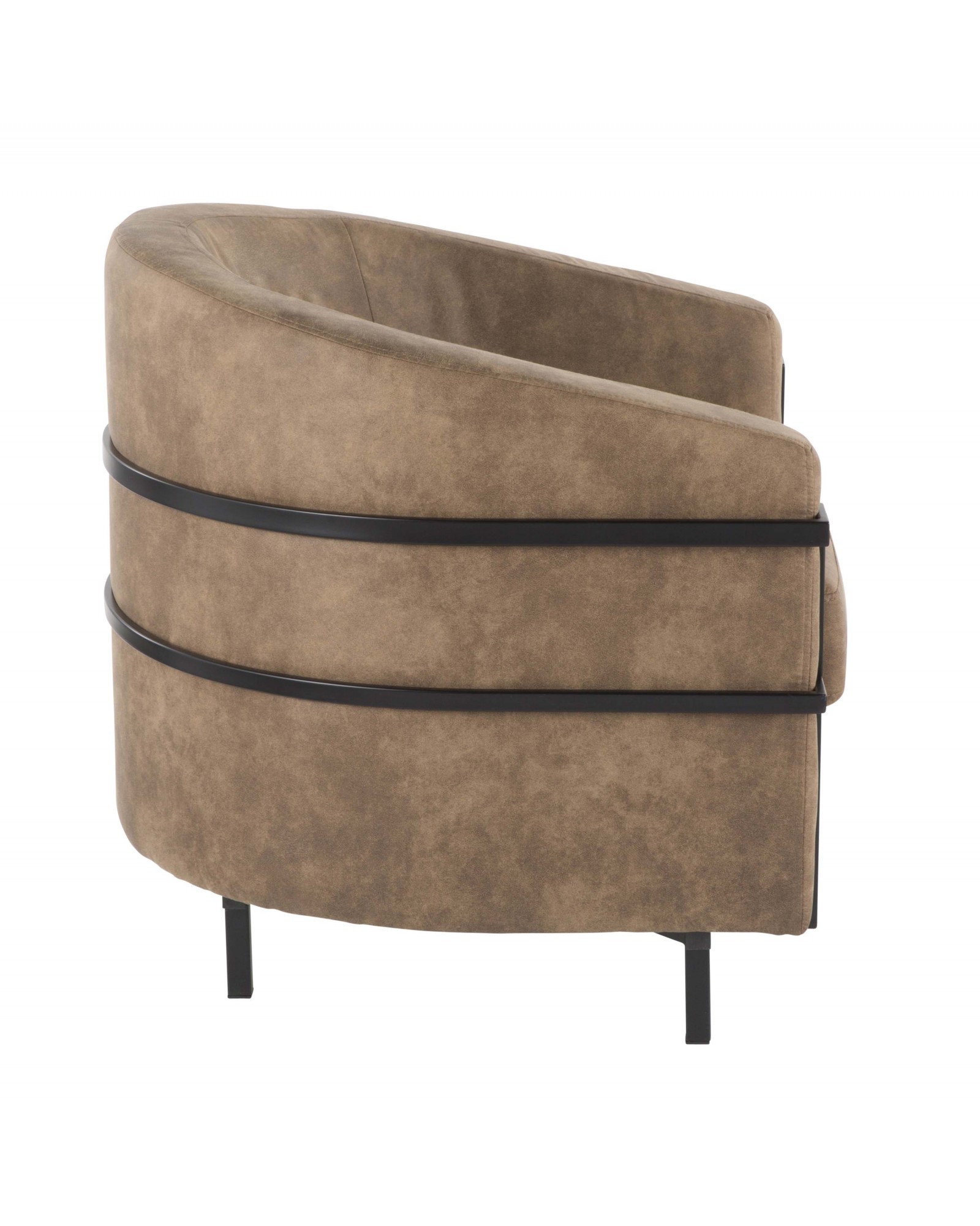 Colby Industrial Tub Chair in Black with Brown Cowboy Fabric