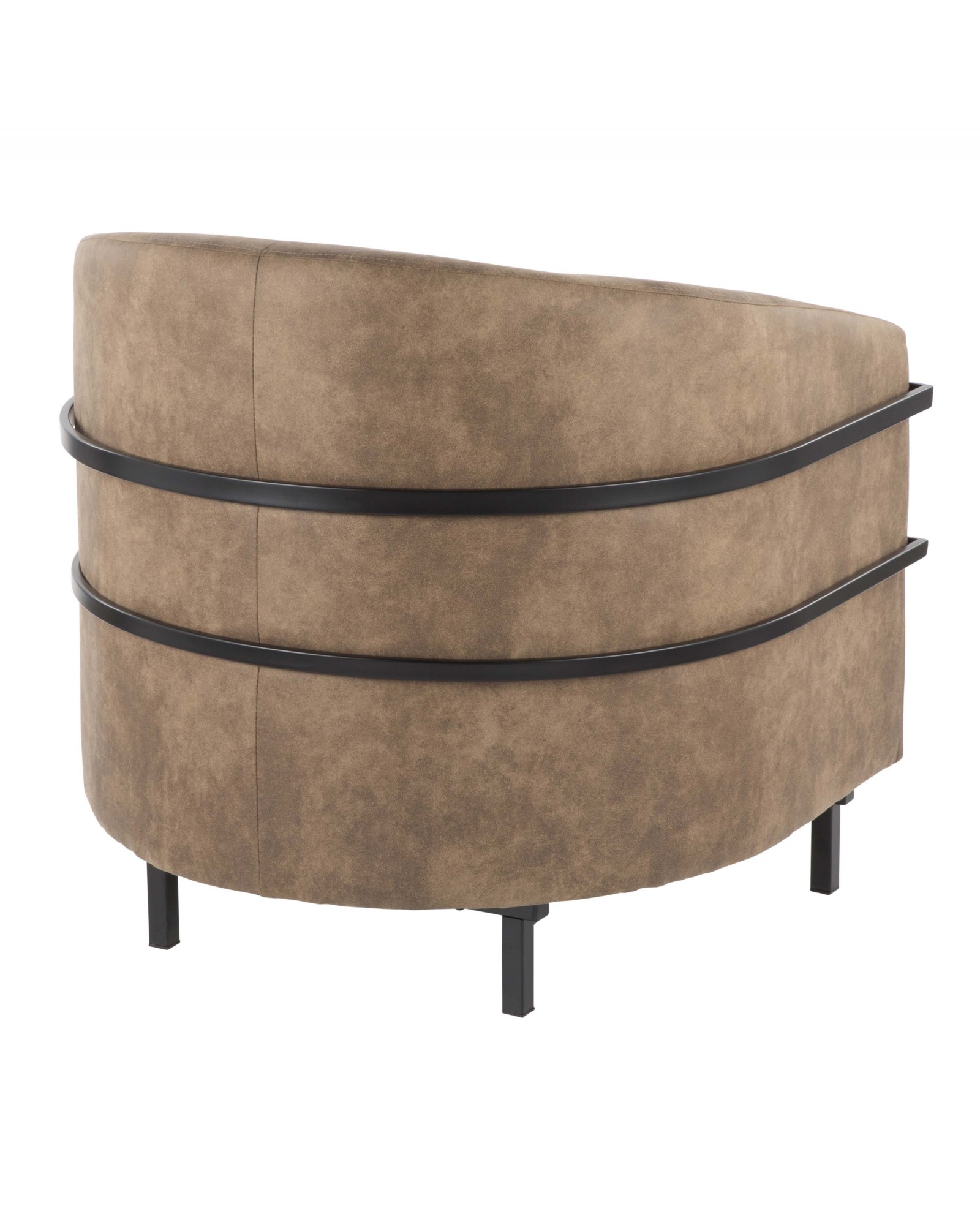 Colby Industrial Tub Chair in Black with Brown Cowboy Fabric