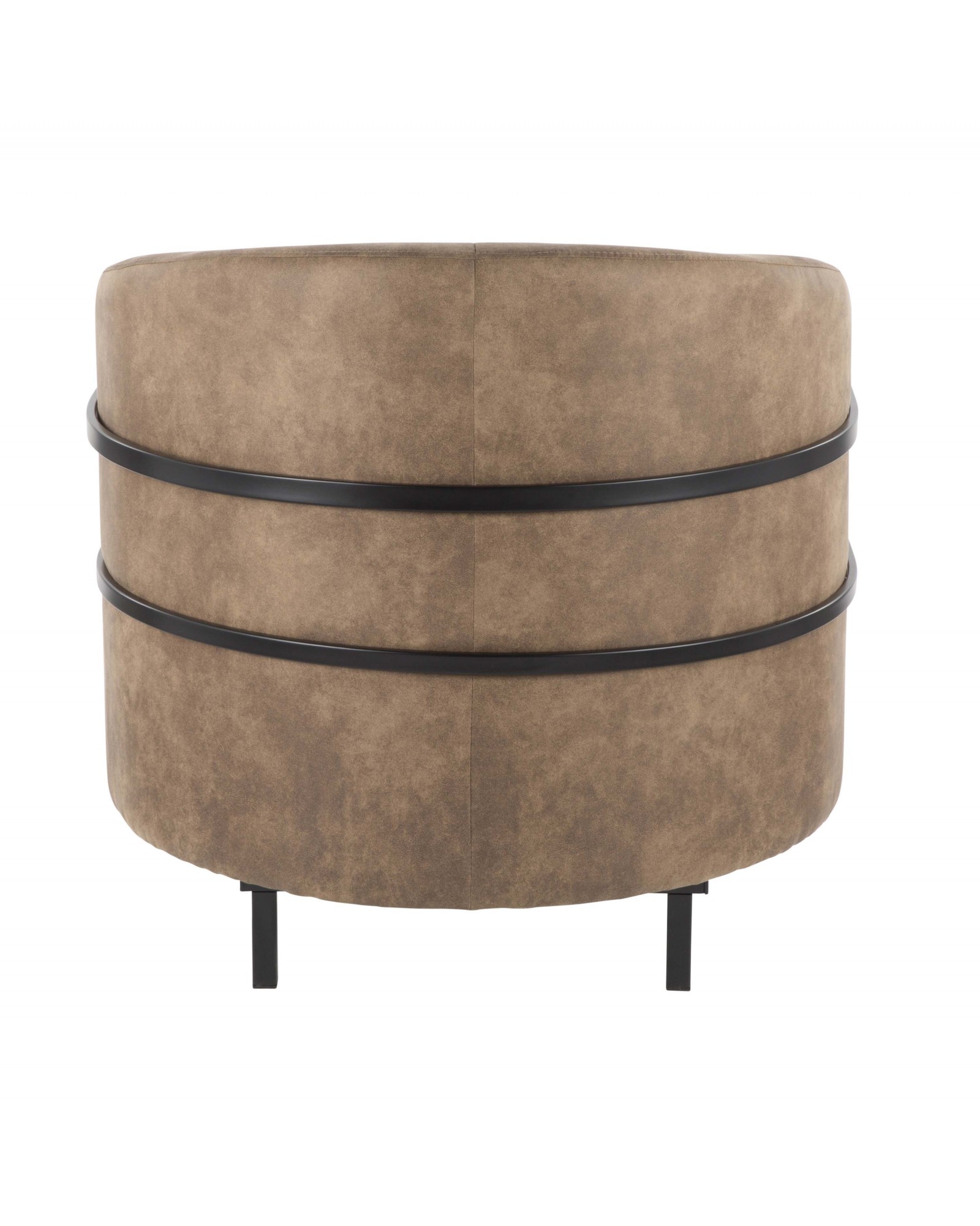 Colby Industrial Tub Chair in Black with Brown Cowboy Fabric