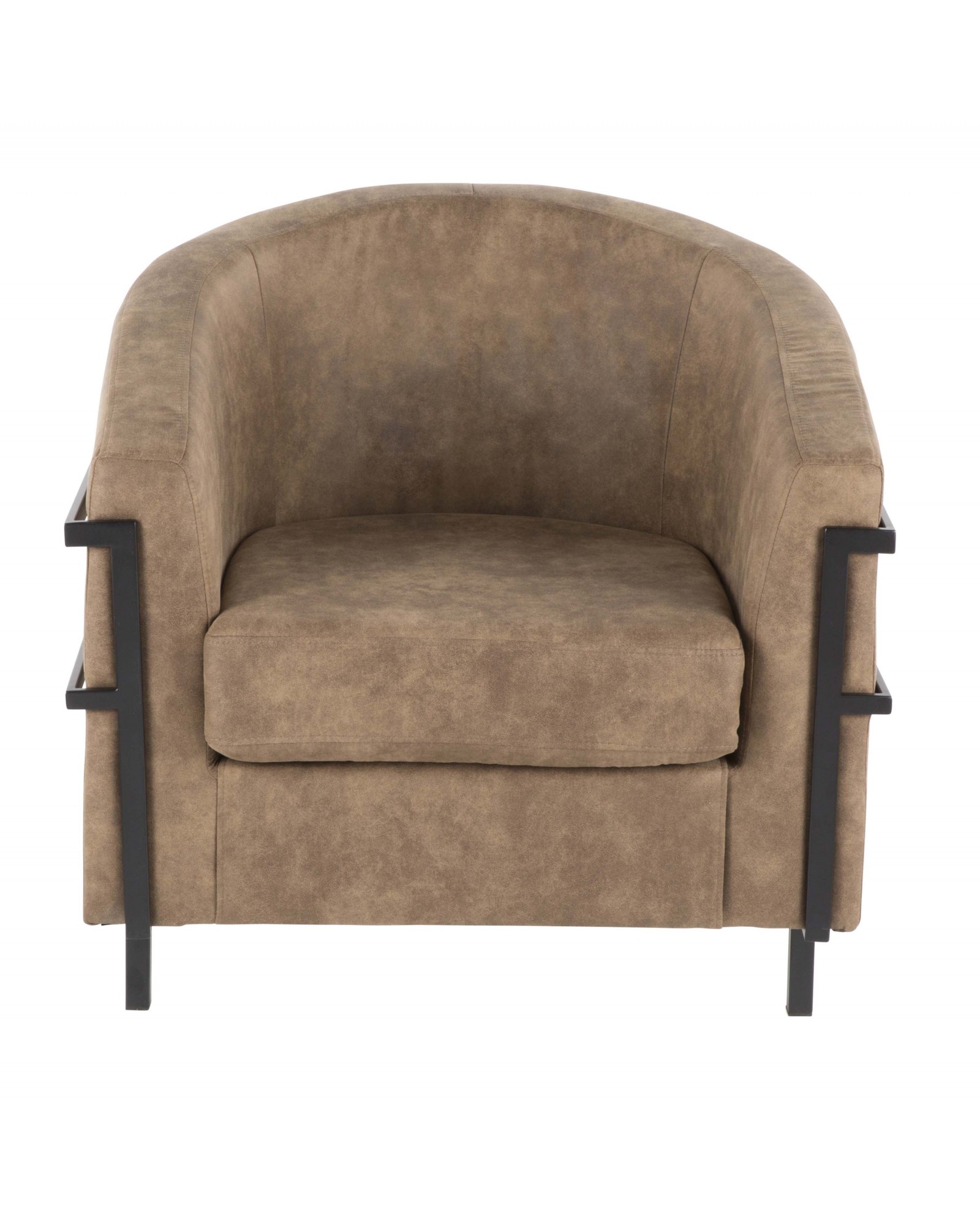 Colby Industrial Tub Chair in Black with Brown Cowboy Fabric