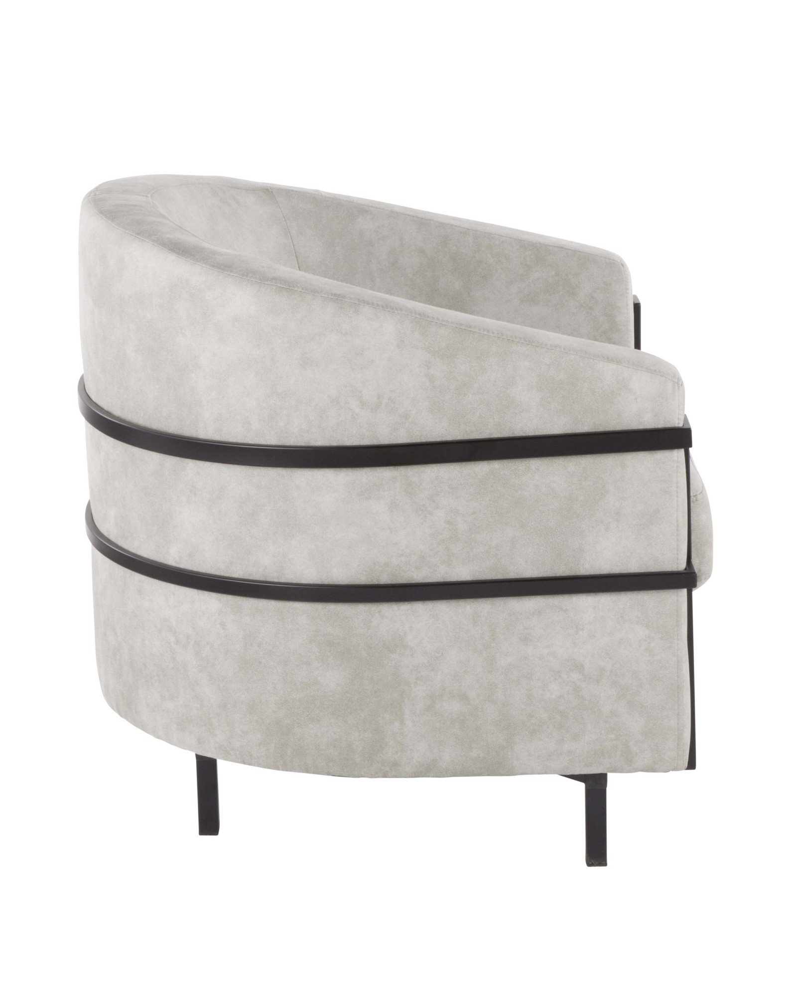 Colby Industrial Tub Chair in Black with Light Grey Cowboy Fabric