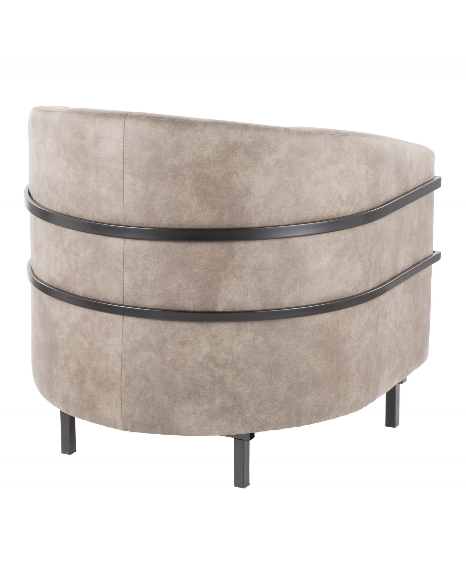 Colby Industrial Tub Chair in Black with Stone Cowboy Fabric