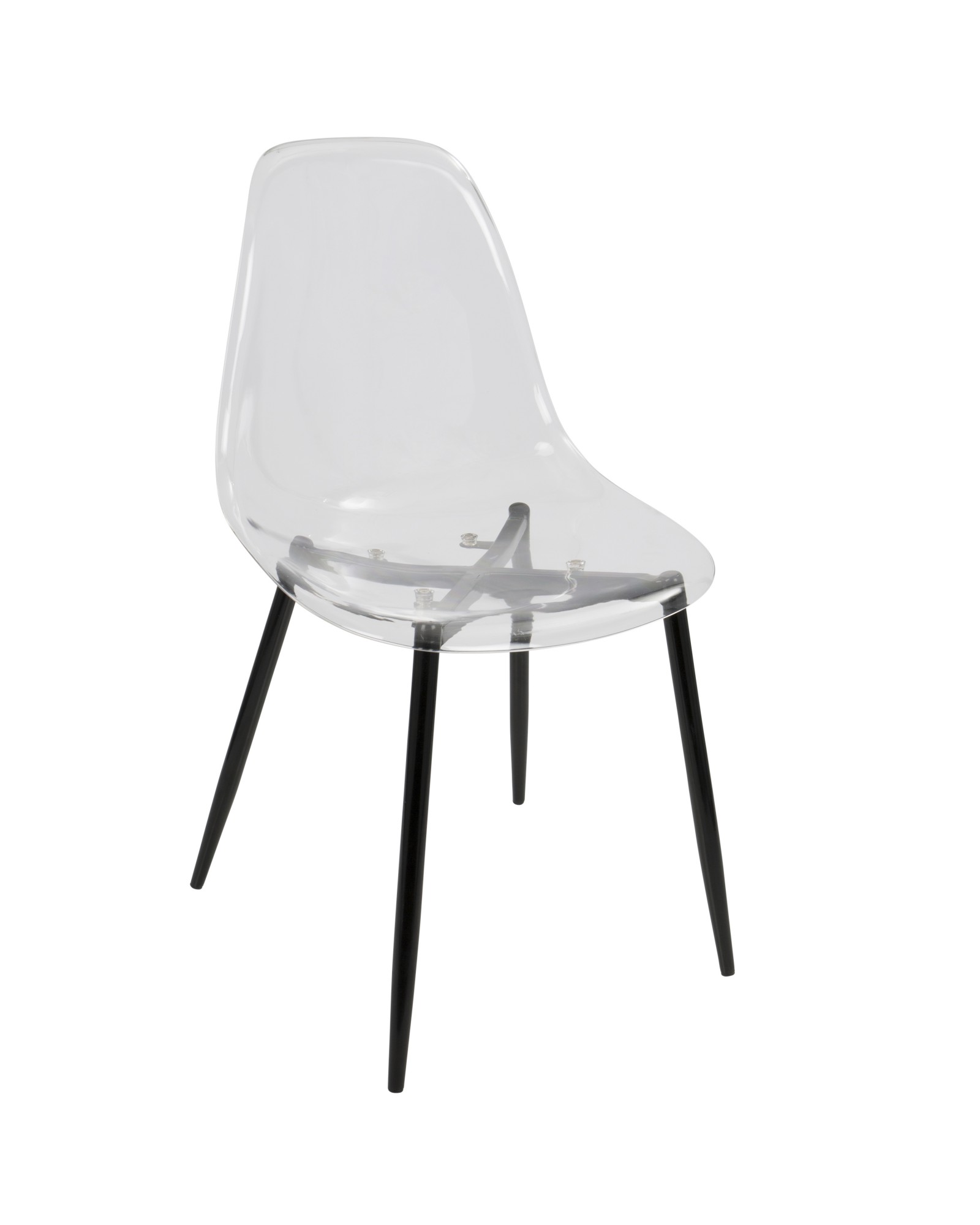 Clara Mid-Century Modern Dining Chair in Black and Clear - Set of 2