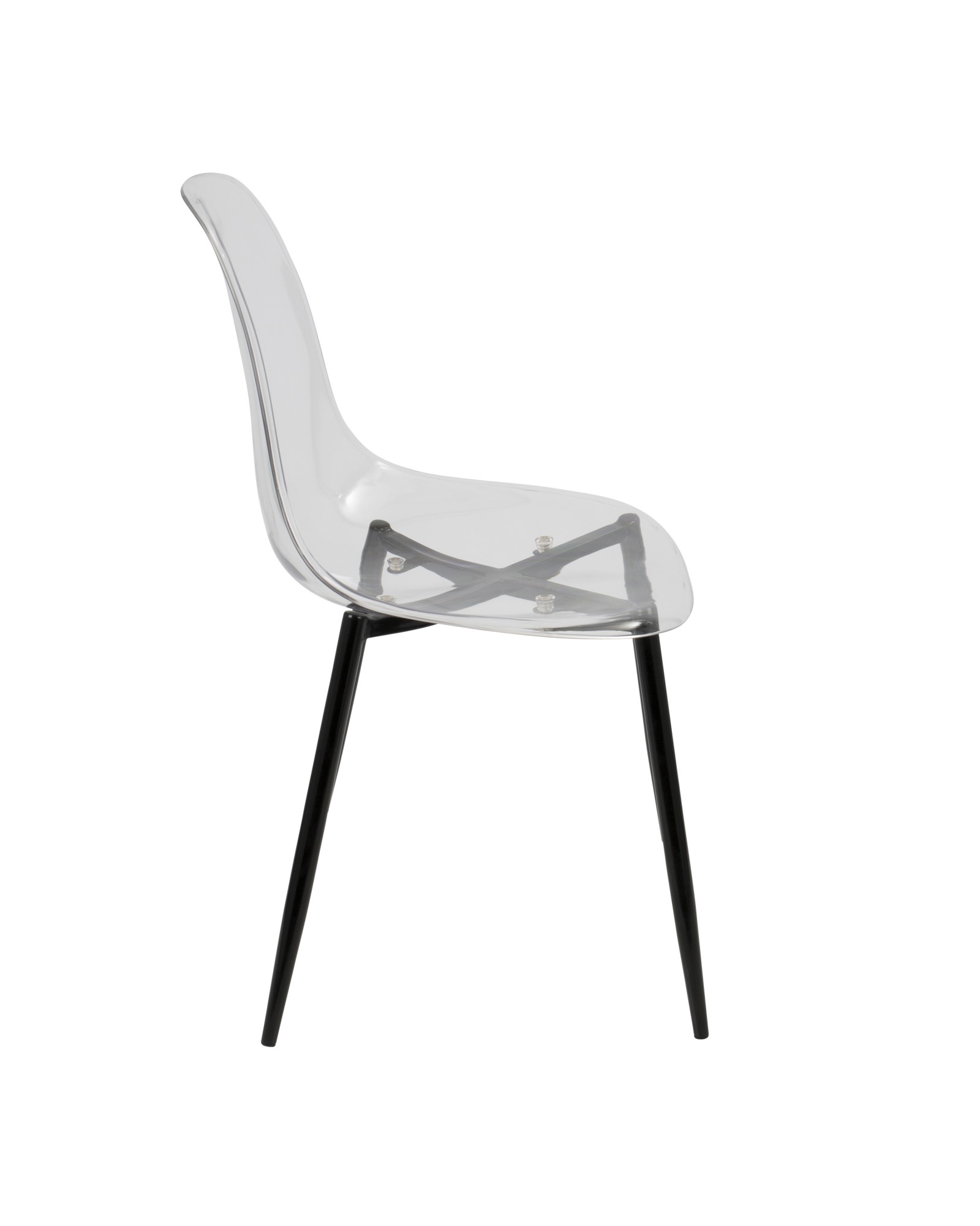 Clara Mid-Century Modern Dining Chair in Black and Clear - Set of 2