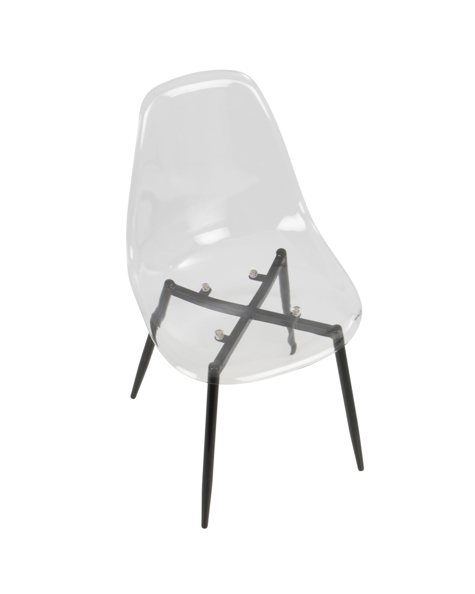 Clara Mid-Century Modern Dining Chair in Black and Clear - Set of 2