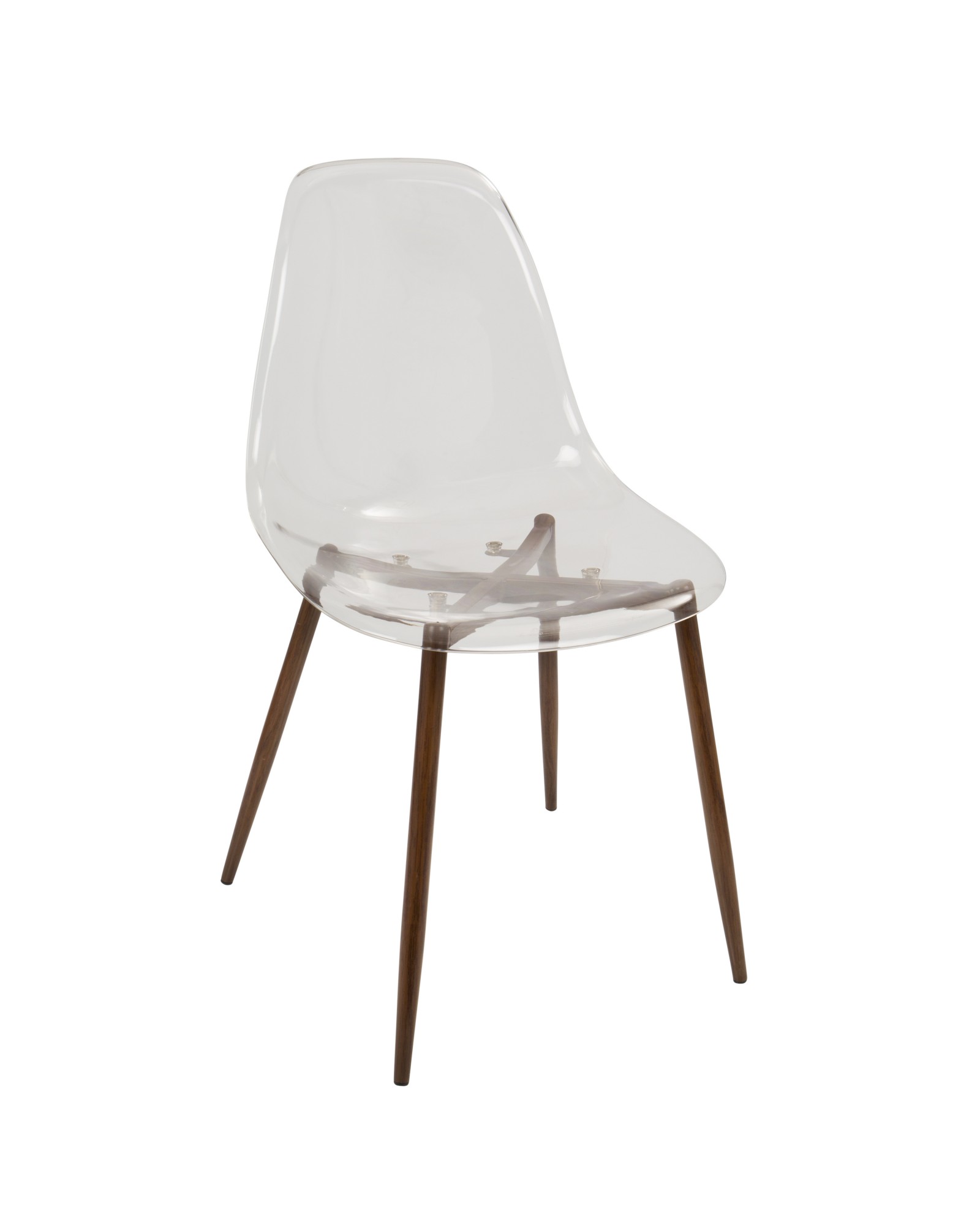 Clara Mid-Century Modern Dining Chair in Walnut and Clear - Set of 2