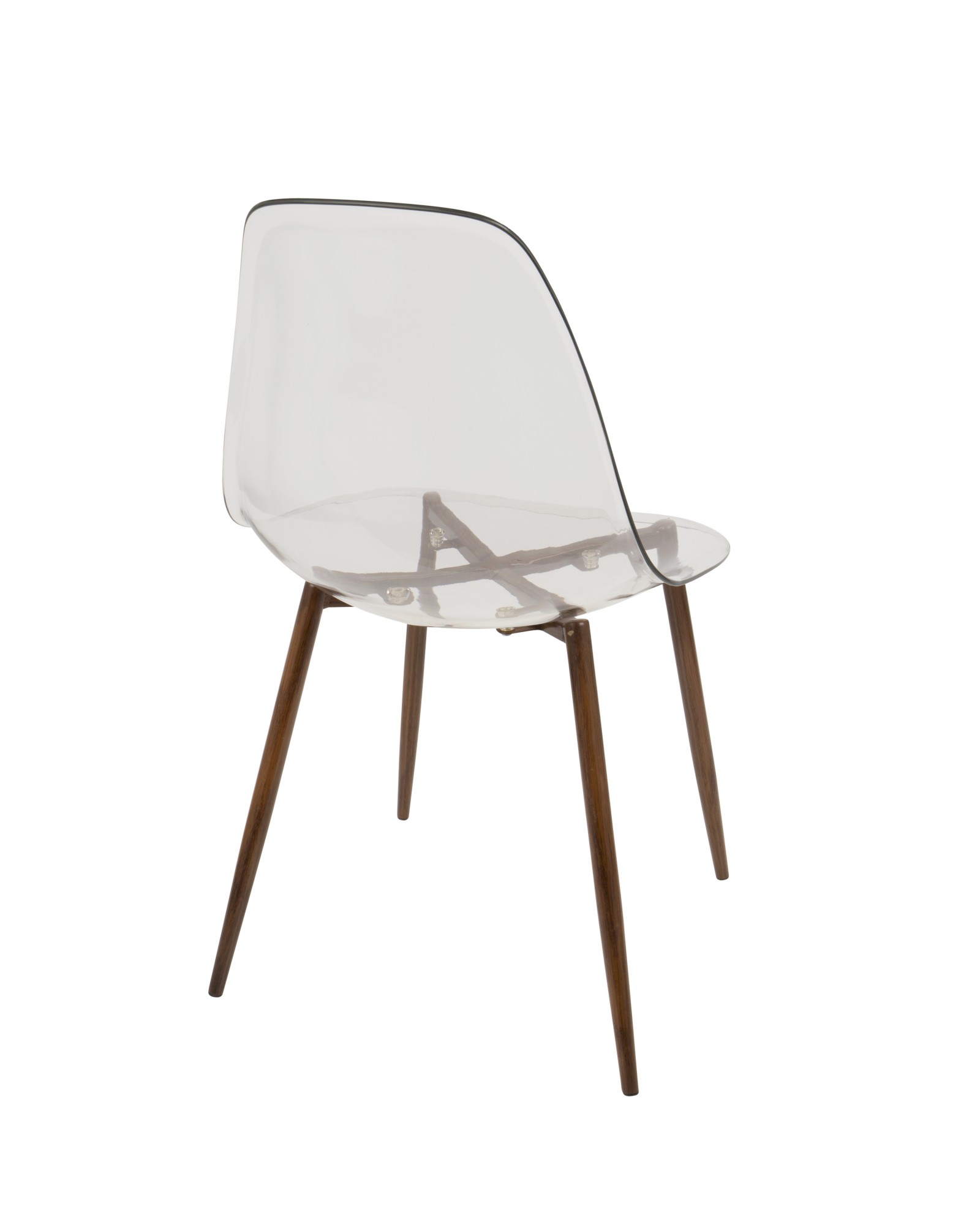 Clara Mid-Century Modern Dining Chair in Walnut and Clear - Set of 2