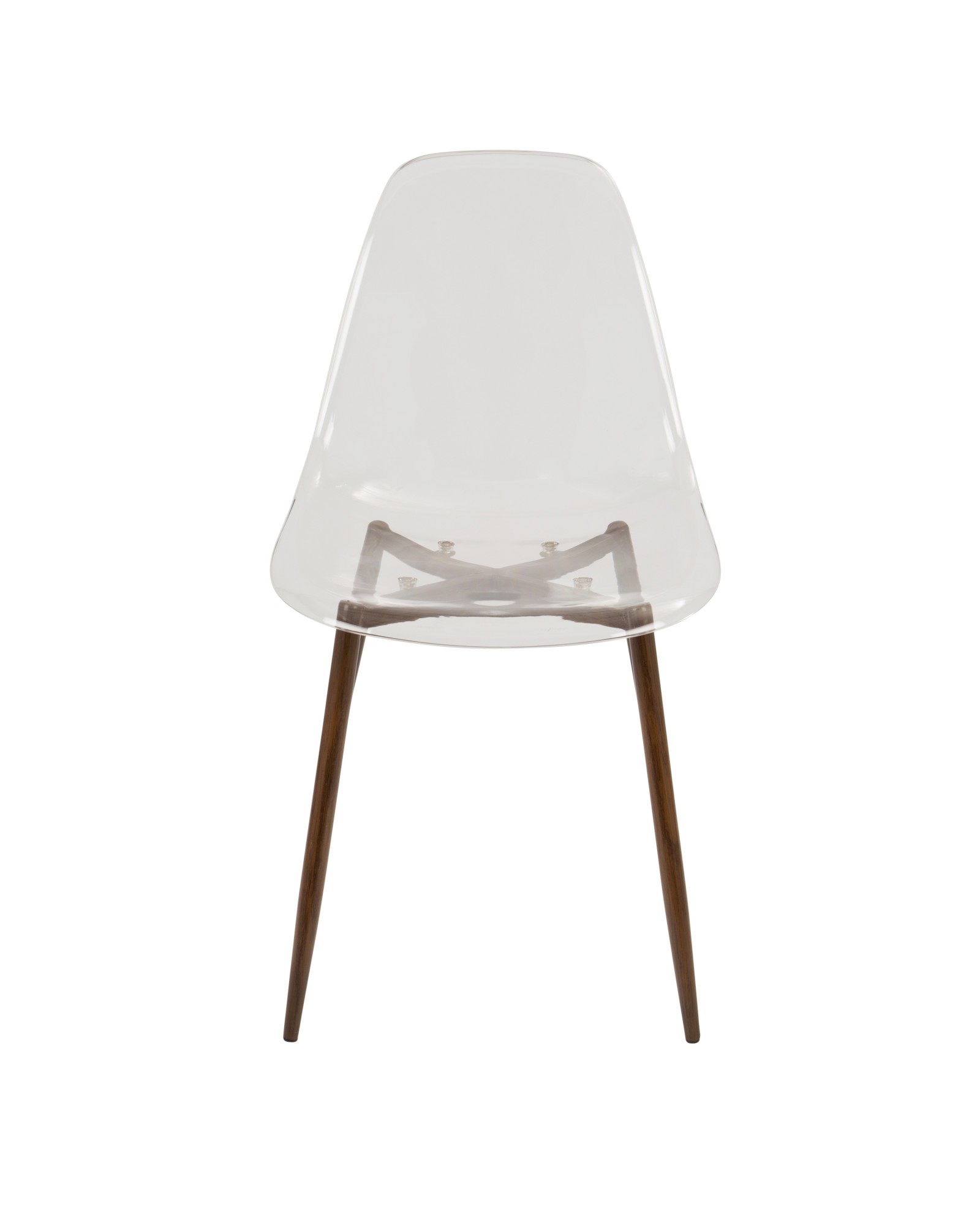 Clara Mid-Century Modern Dining Chair in Walnut and Clear - Set of 2
