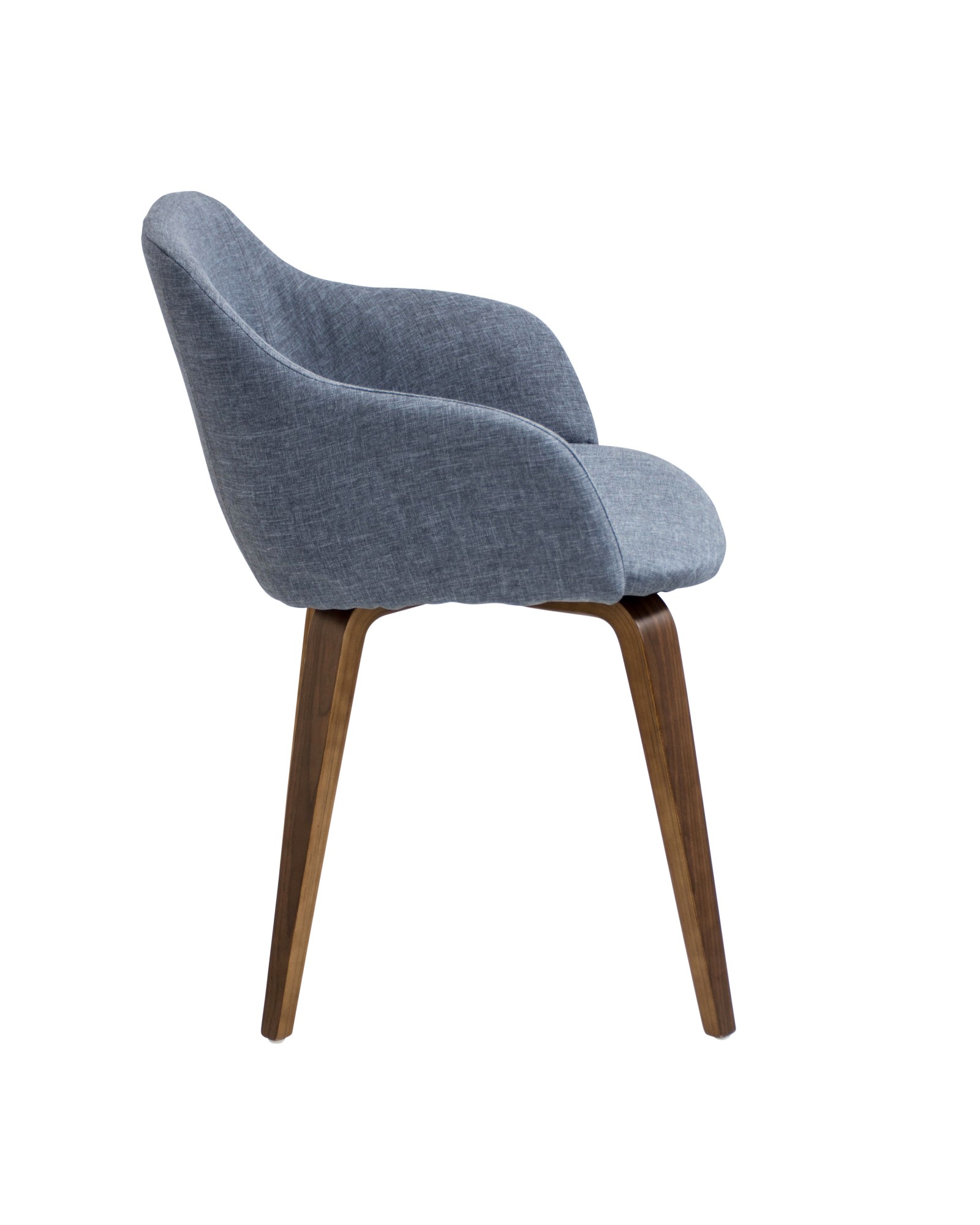 Campania Mid-Century Modern Dining/Accent Chair in Walnut and Blue