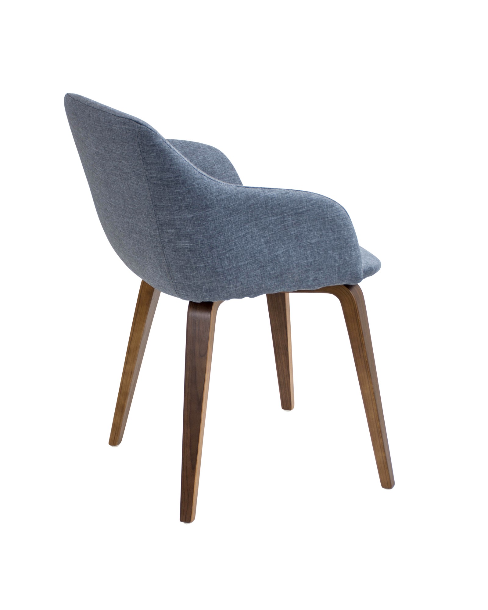 Campania Mid-Century Modern Dining/Accent Chair in Walnut and Blue