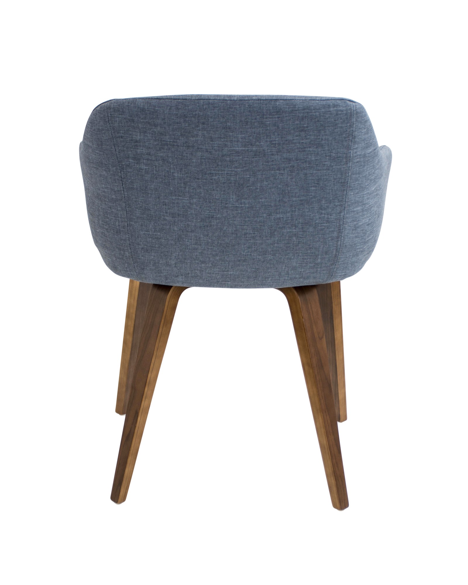 Campania Mid-Century Modern Dining/Accent Chair in Walnut and Blue