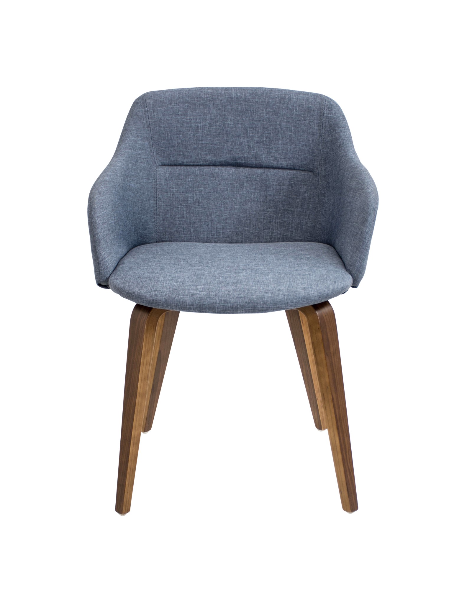 Campania Mid-Century Modern Dining/Accent Chair in Walnut and Blue