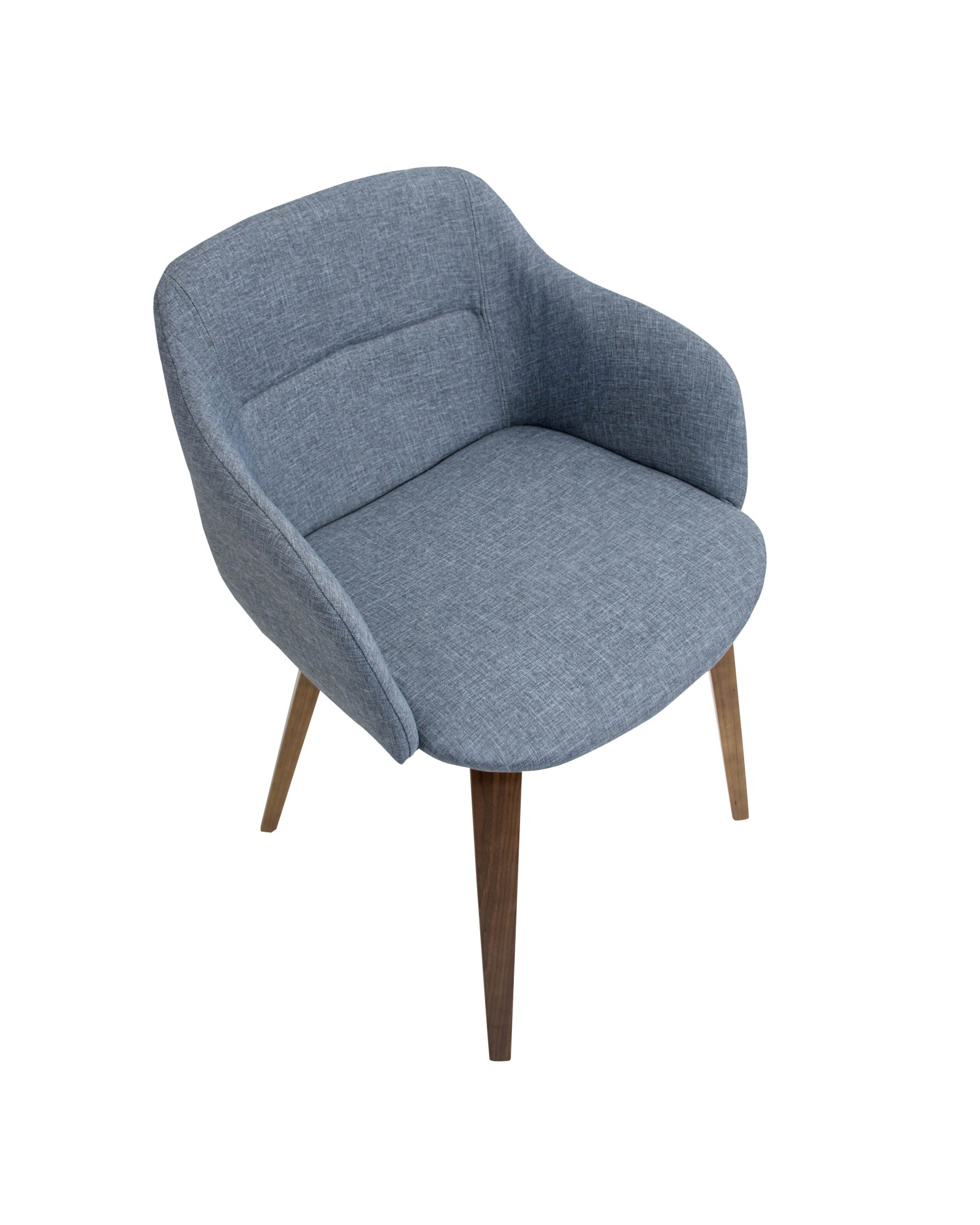 Campania Mid-Century Modern Dining/Accent Chair in Walnut and Blue