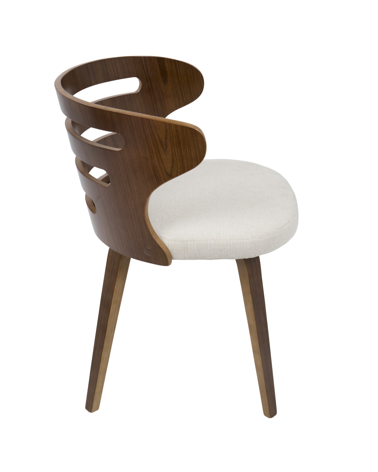 Cosi Mid-Century Modern Dining/Accent Chair in Walnut and Cream Fabric