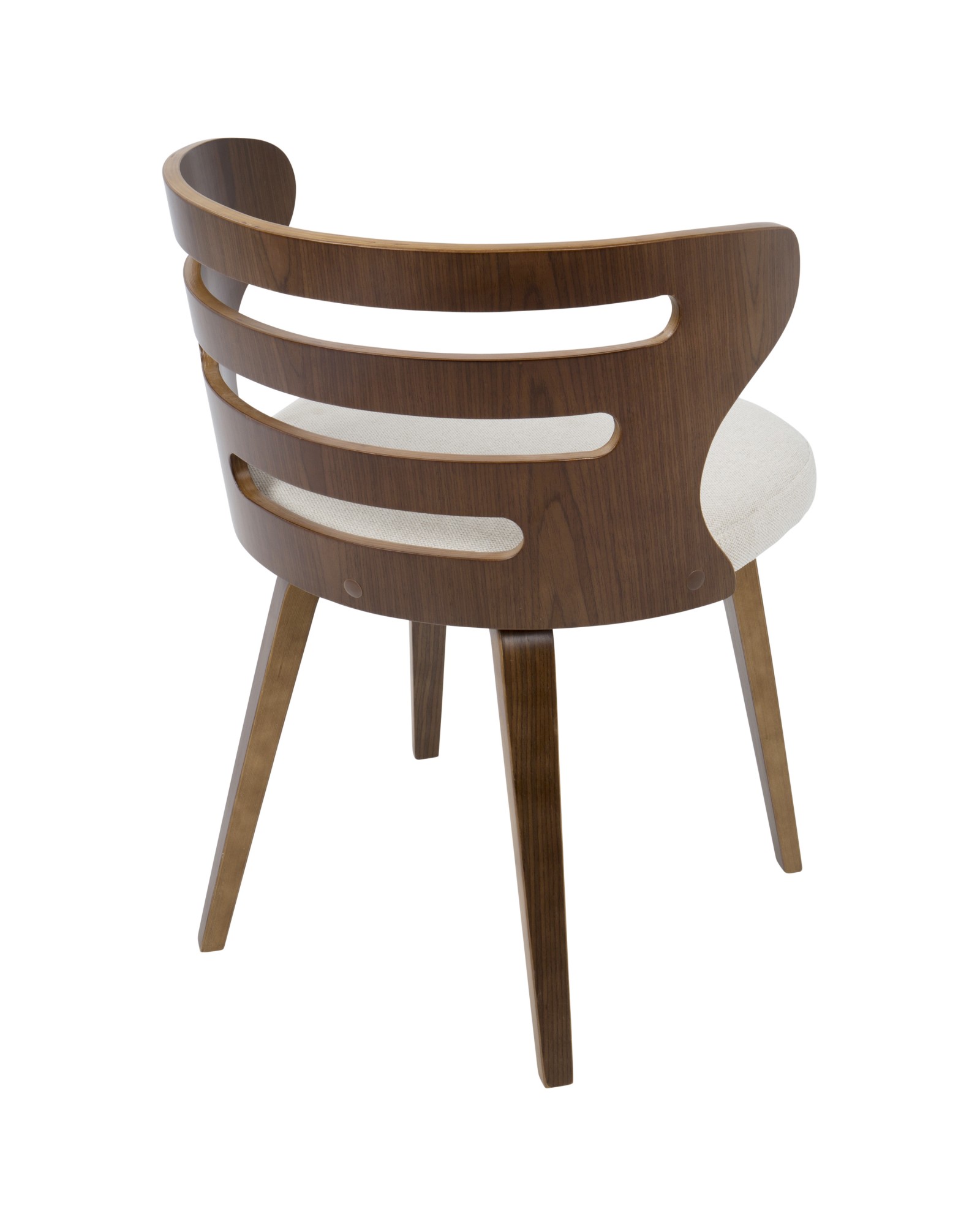 Cosi Mid-Century Modern Dining/Accent Chair in Walnut and Cream Fabric