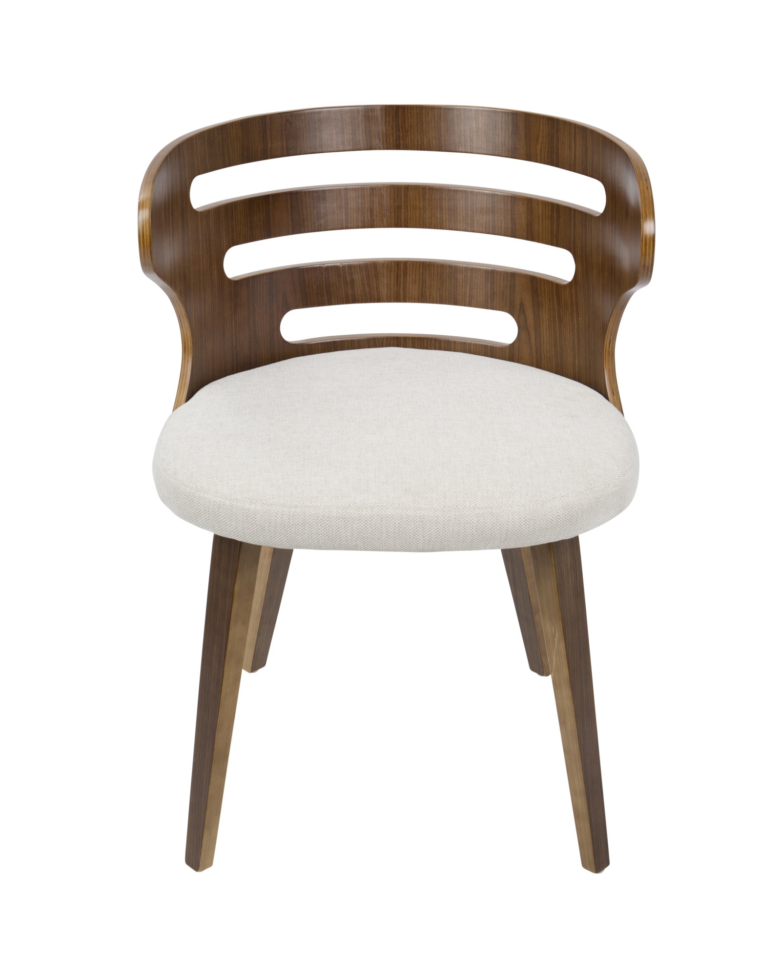 Cosi Mid-Century Modern Dining/Accent Chair in Walnut and Cream Fabric