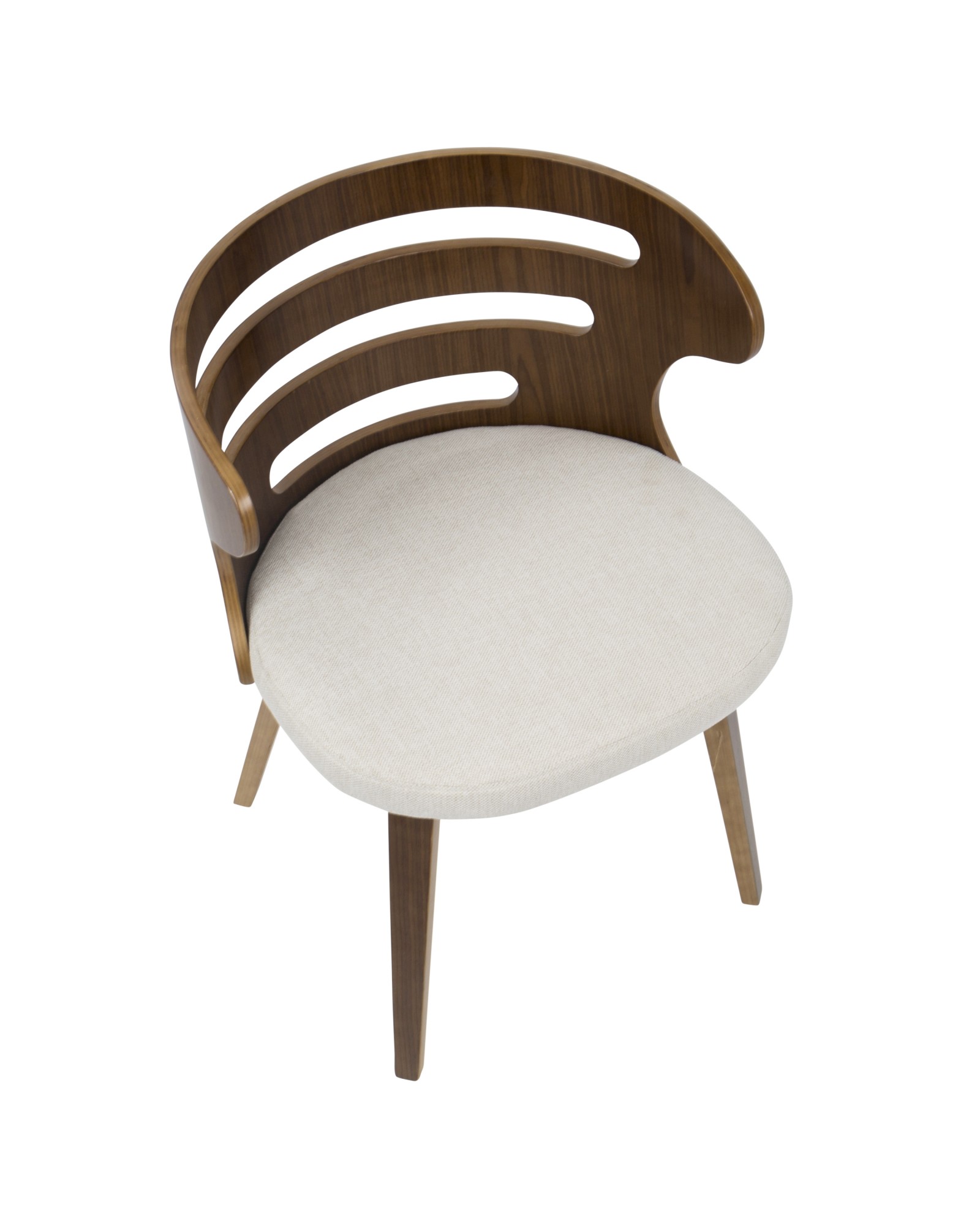 Cosi Mid-Century Modern Dining/Accent Chair in Walnut and Cream Fabric