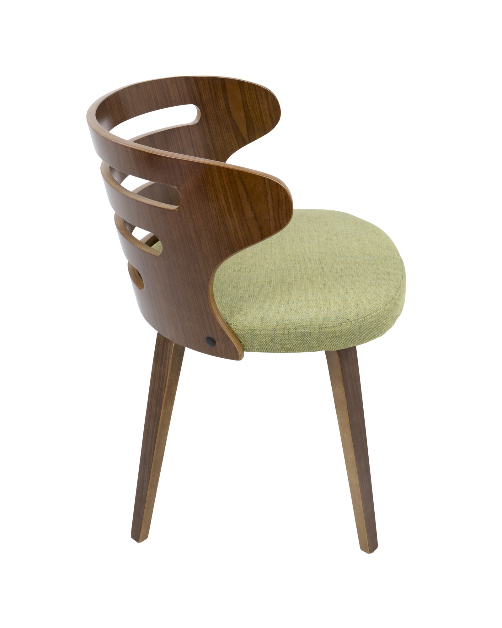 Cosi Mid-Century Modern Dining/Accent Chair in Walnut and Green Fabric