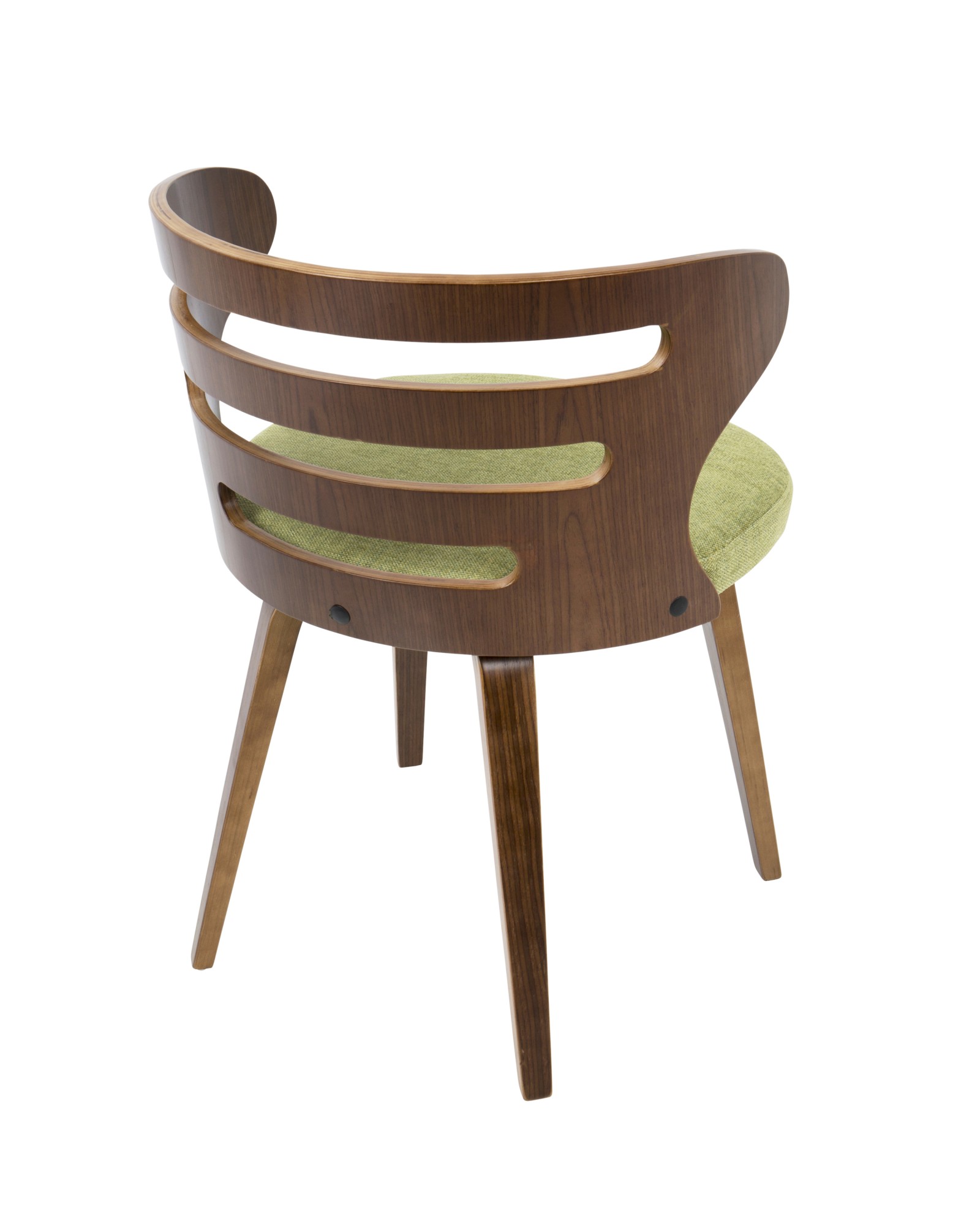 Cosi Mid-Century Modern Dining/Accent Chair in Walnut and Green Fabric